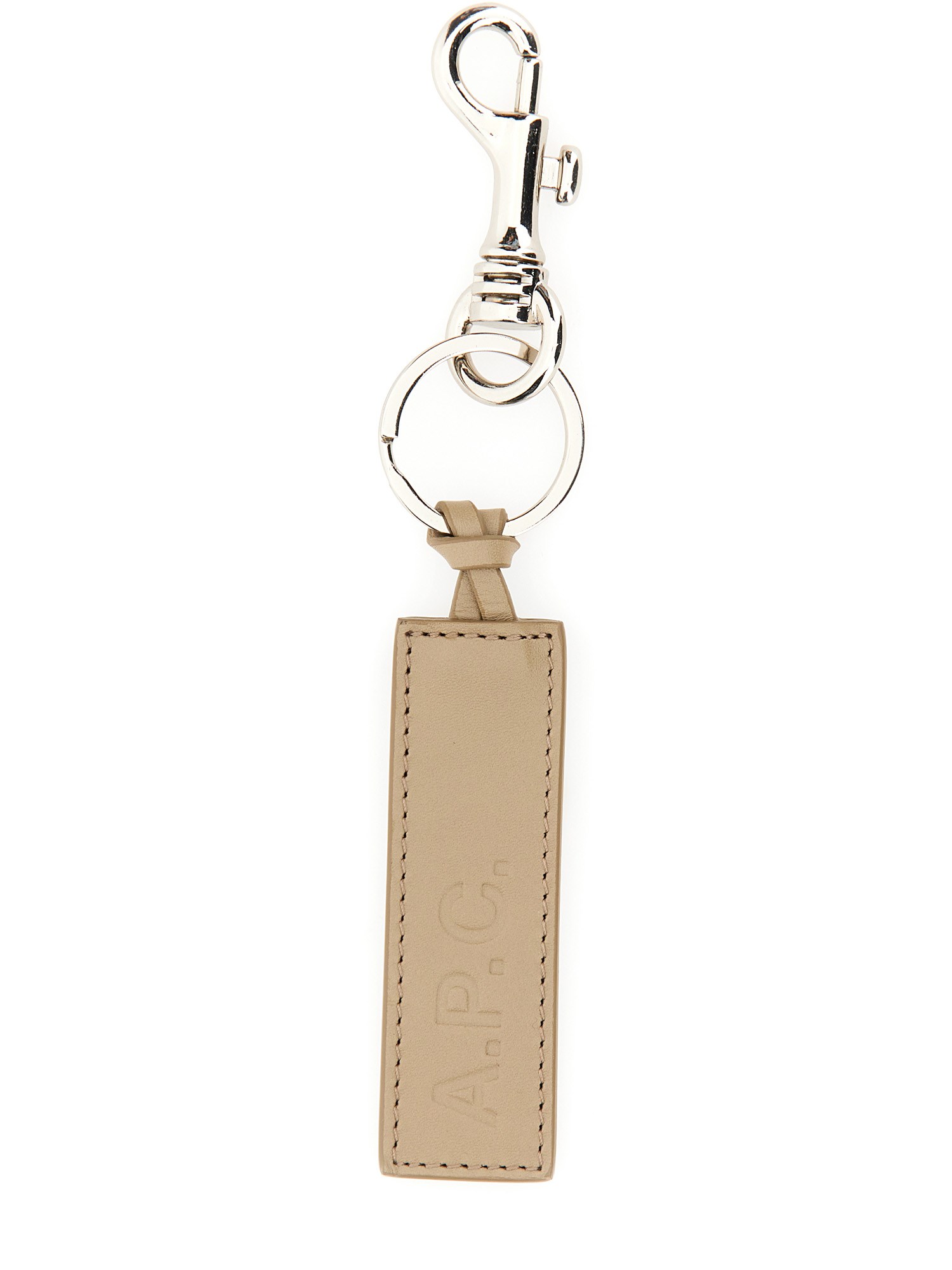 A.p.c. Keychain With Embossed Logo In Beige