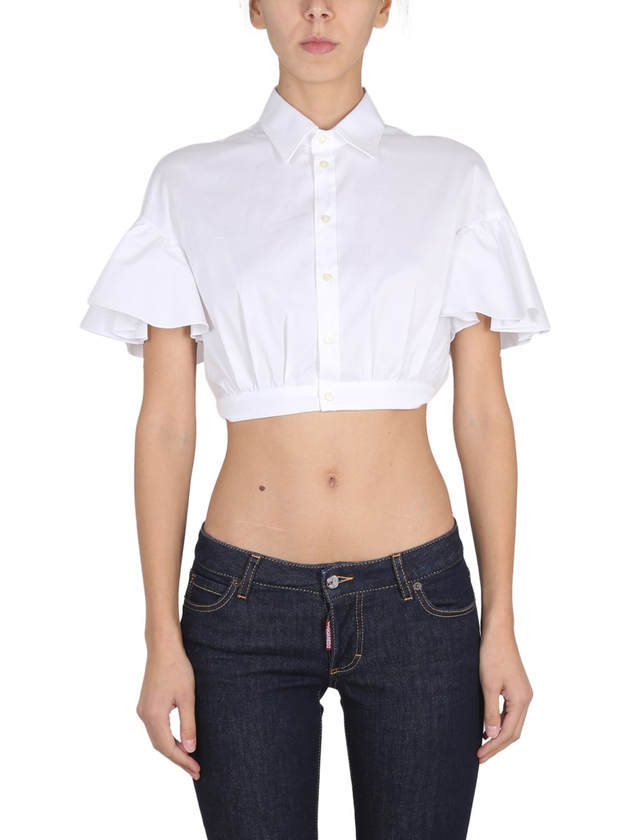 DSQUARED CAMICIA CROPPED IN COTONE