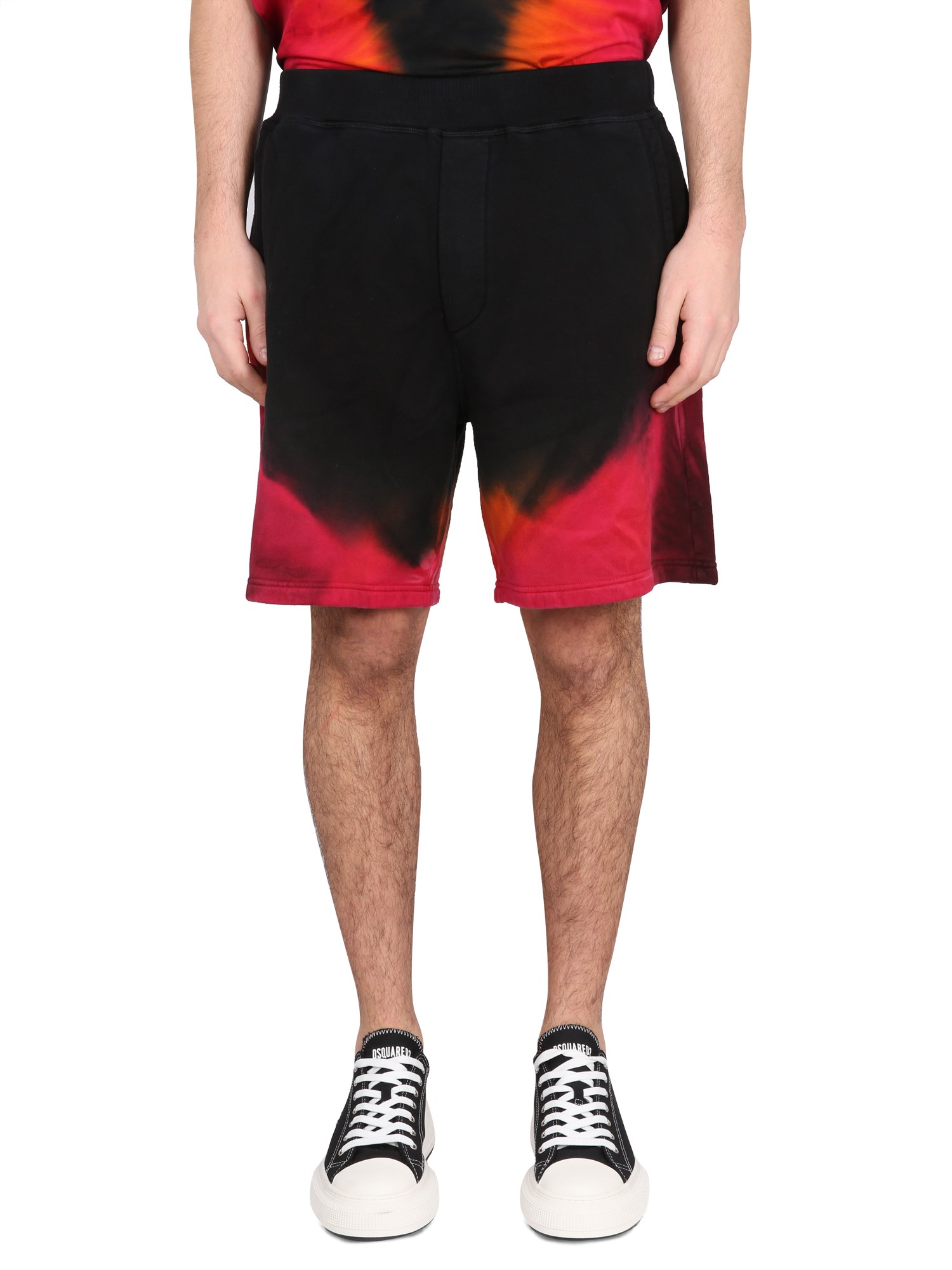 Dsquared2 Relaxed Fit Shorts With Flame Print In Multicolour