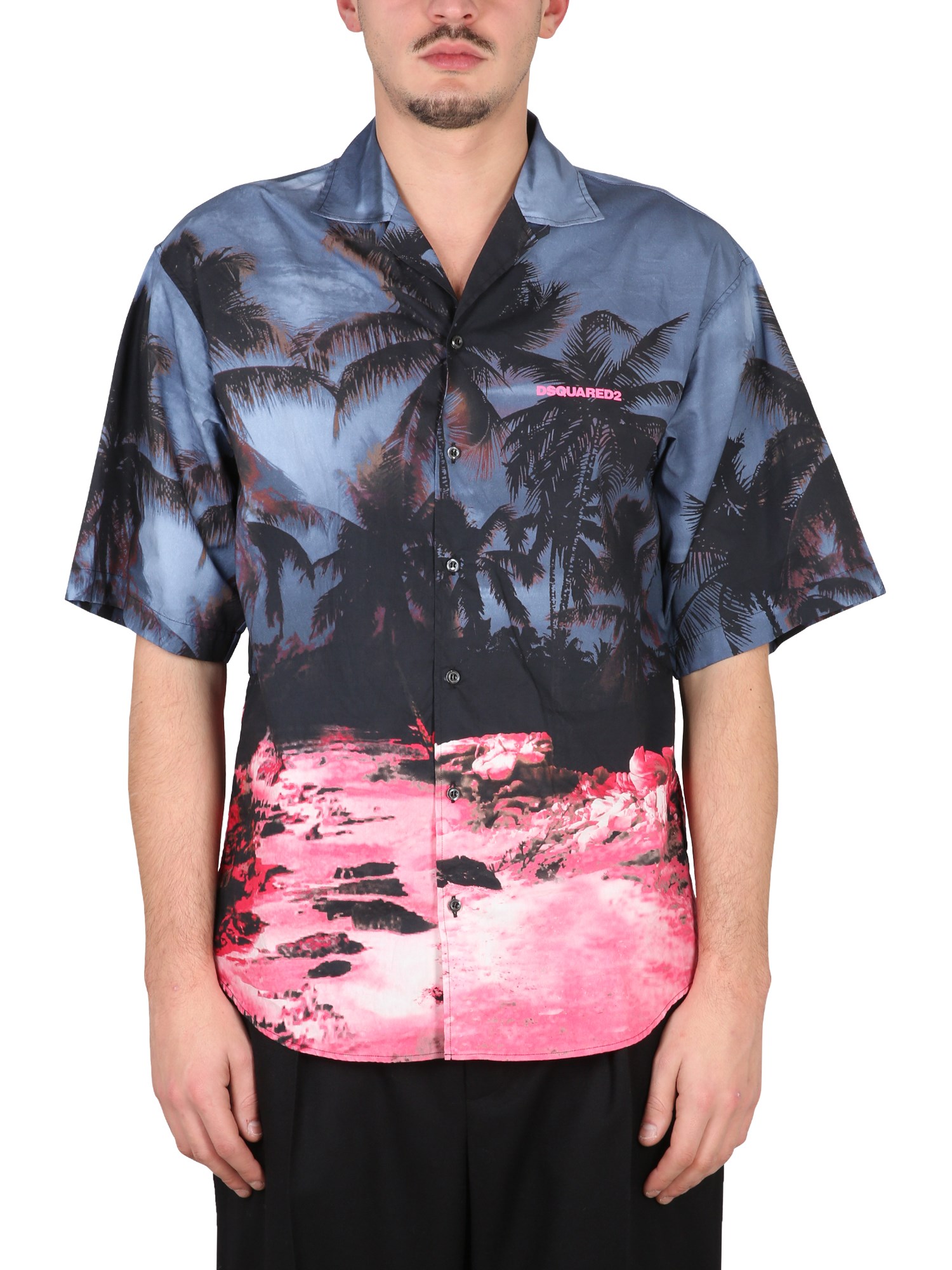 Shop Dsquared2 Sunrise Bowling Shirt In Multicolour