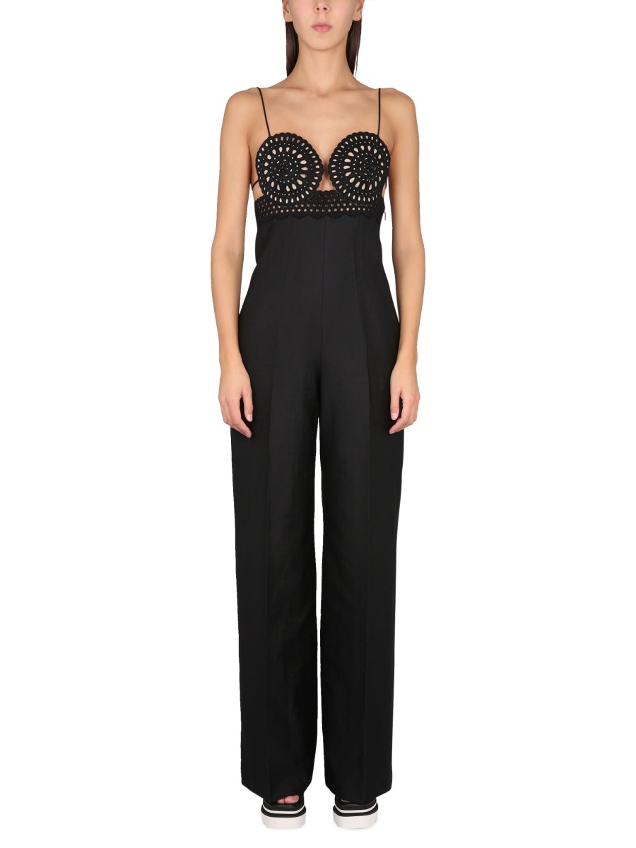 STELLA McCARTNEY TUTA BUSTIER SANGALLO IN MISTO LINO