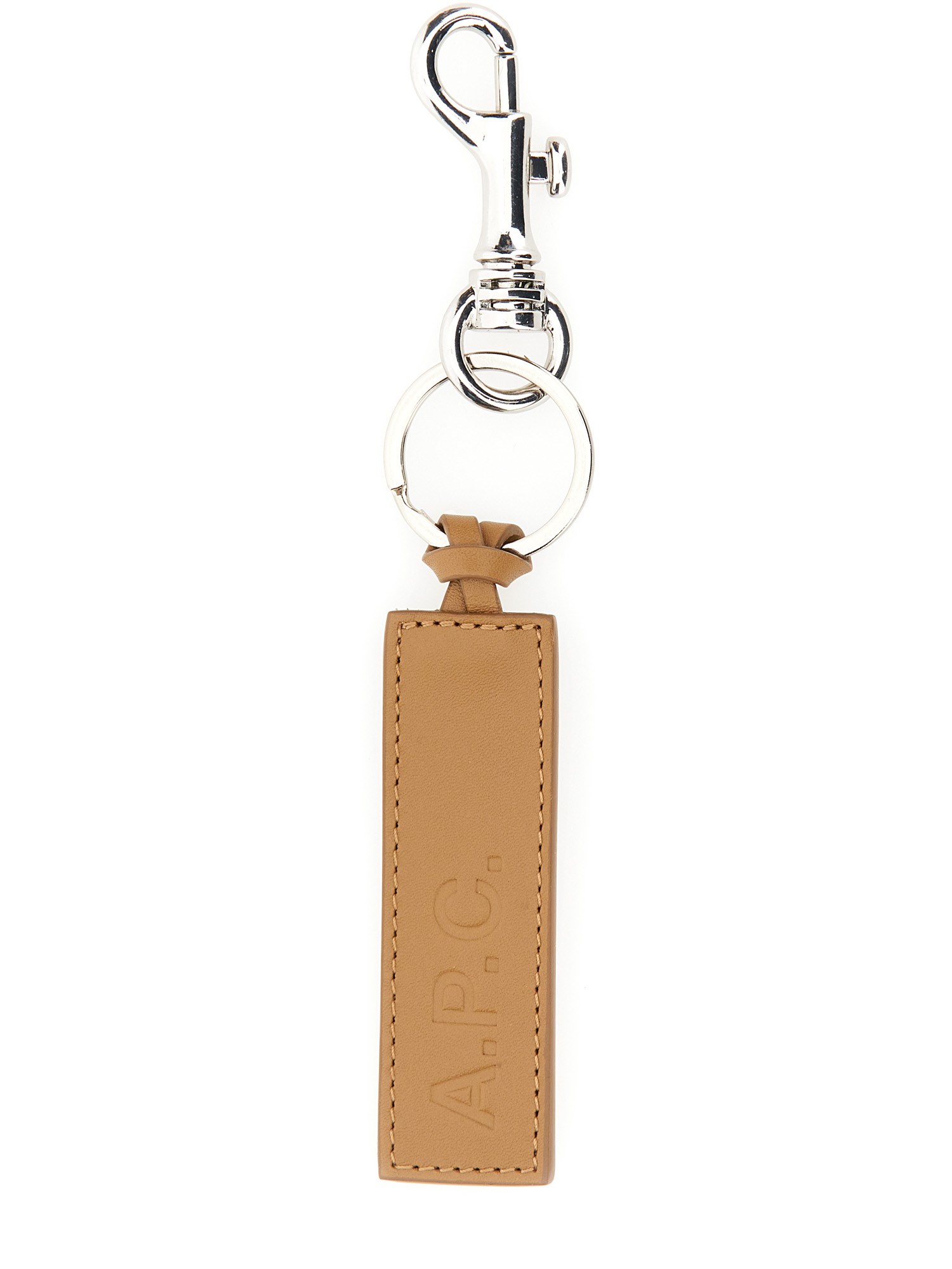A.p.c. Keychain With Embossed Logo In Beige