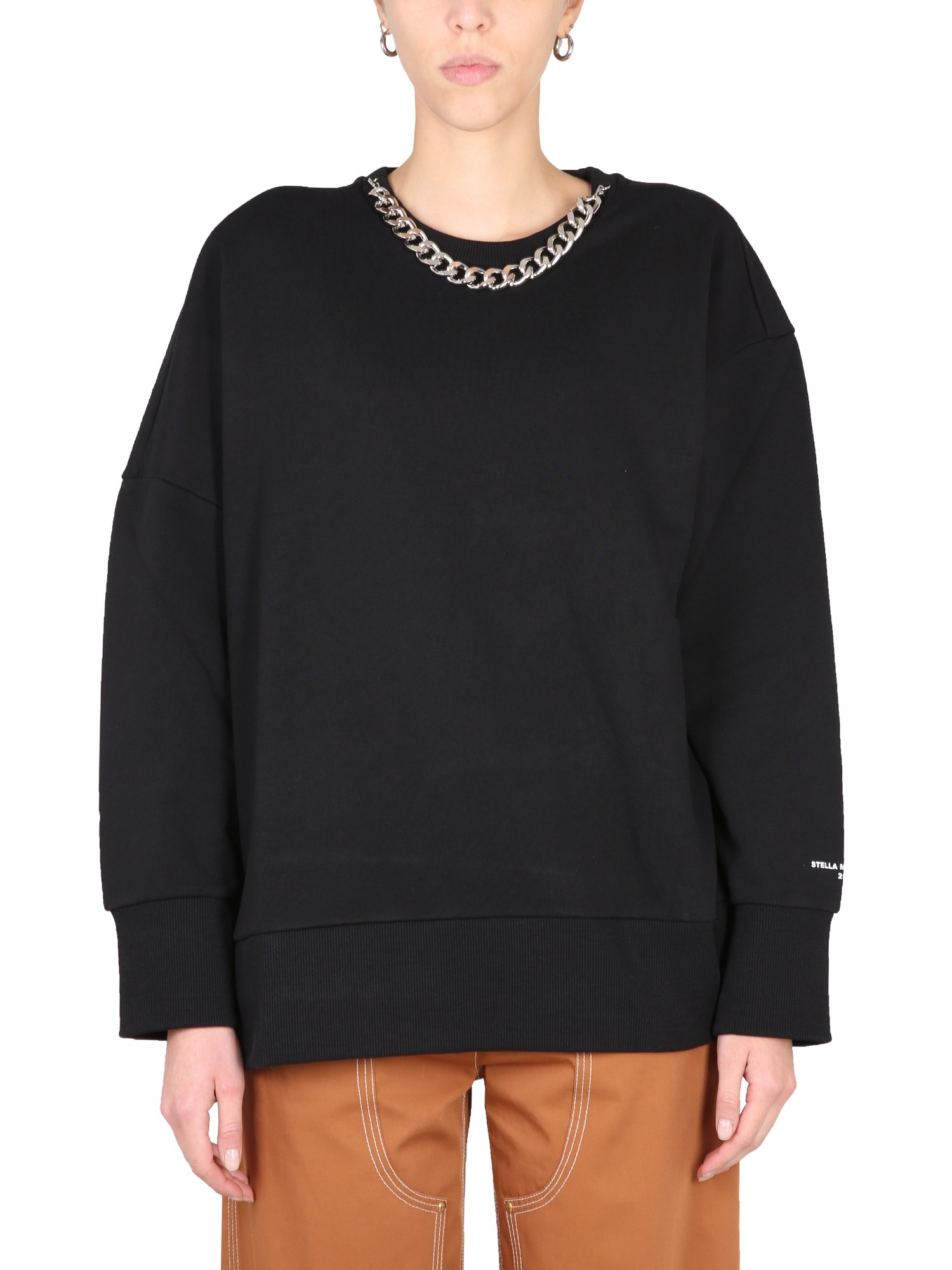 Stella Mccartney Chain-link Cotton Sweatshirt In Black