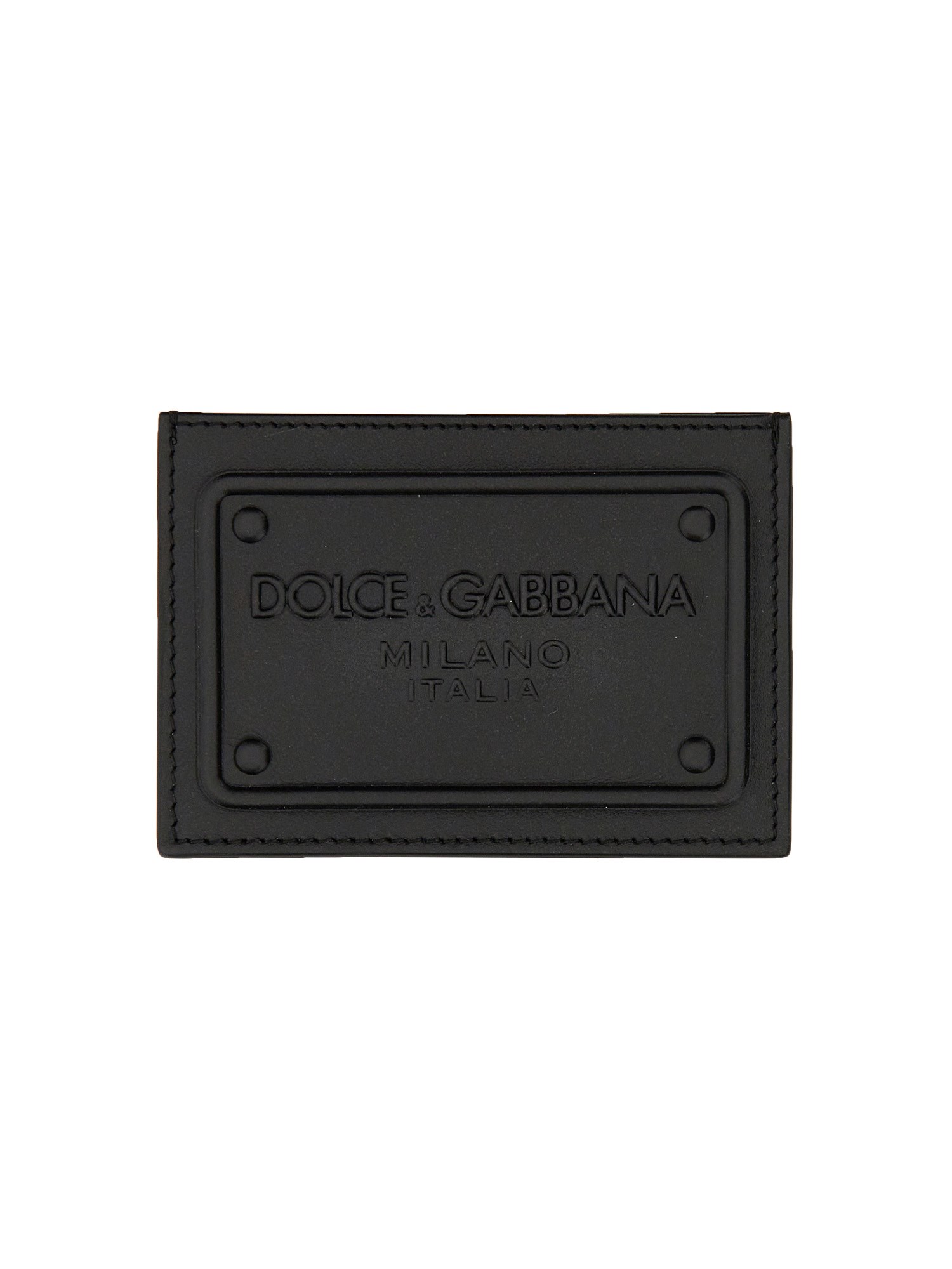 Dolce & Gabbana Leather Card Holder With Logo In Black