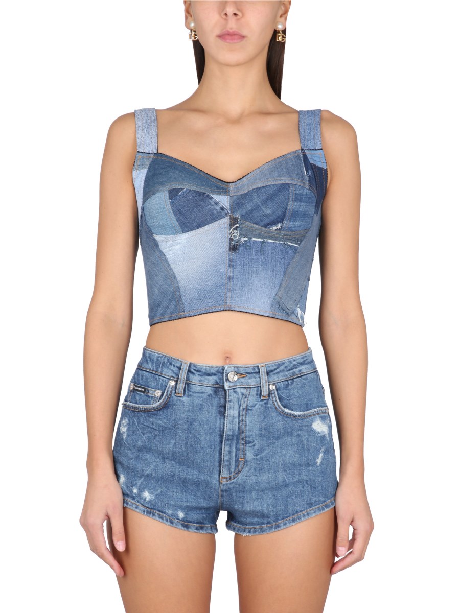 Patchwork Denim Corset