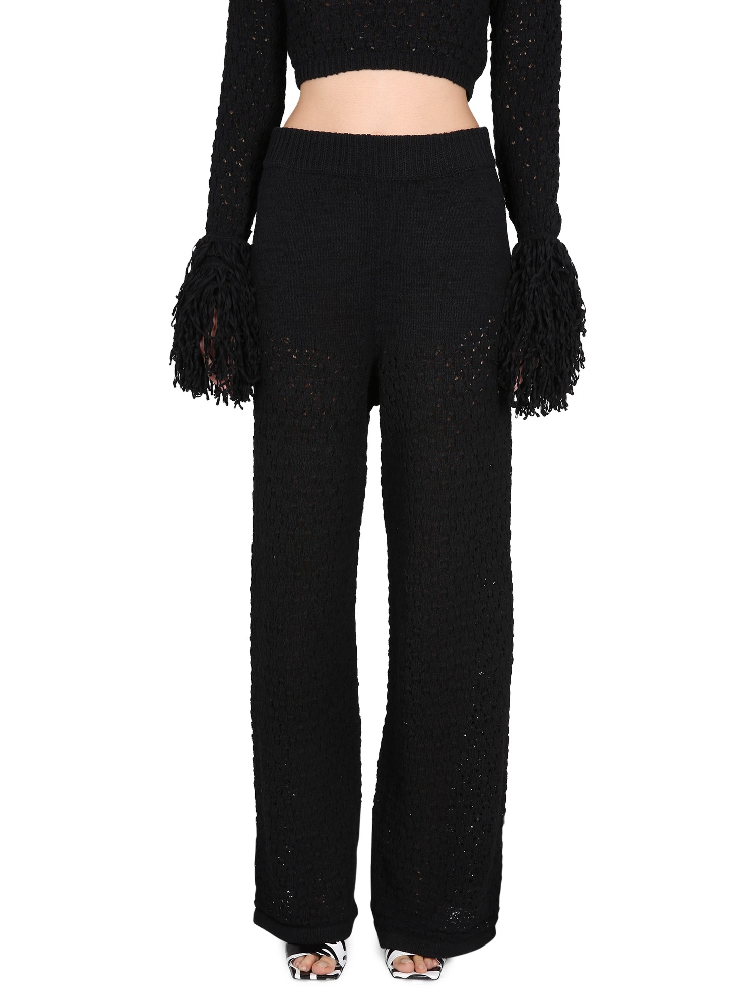 Rotate Birger Christensen Rotate Relaxed Fit Knit Pants In Black