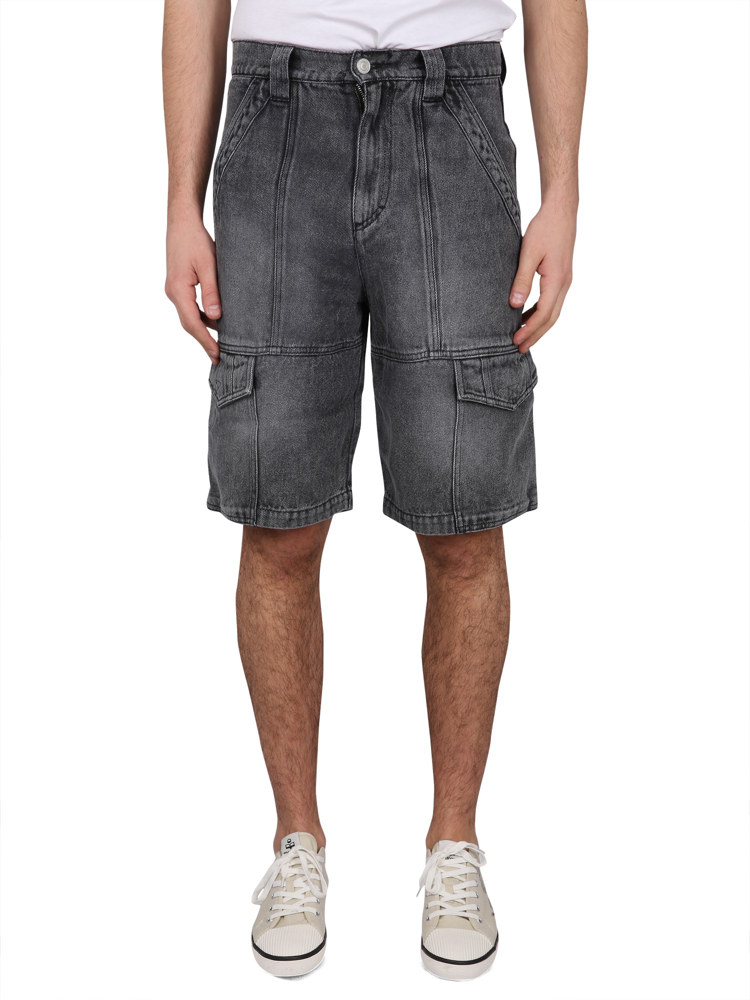 Isabel Marant Timy Bermuda Shorts Multiple Pockets In Black