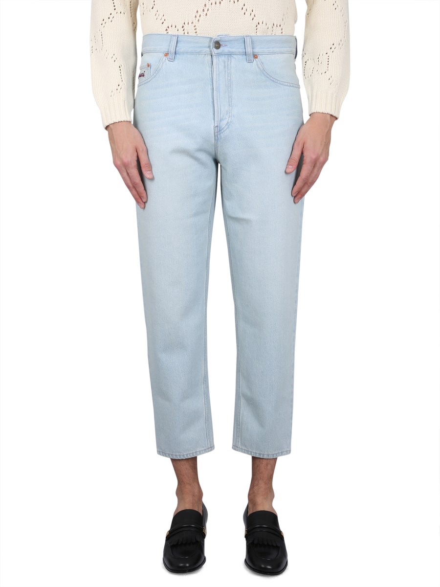 GUCCI PANTALONE ATTILLATO IN DENIM DI COTONE