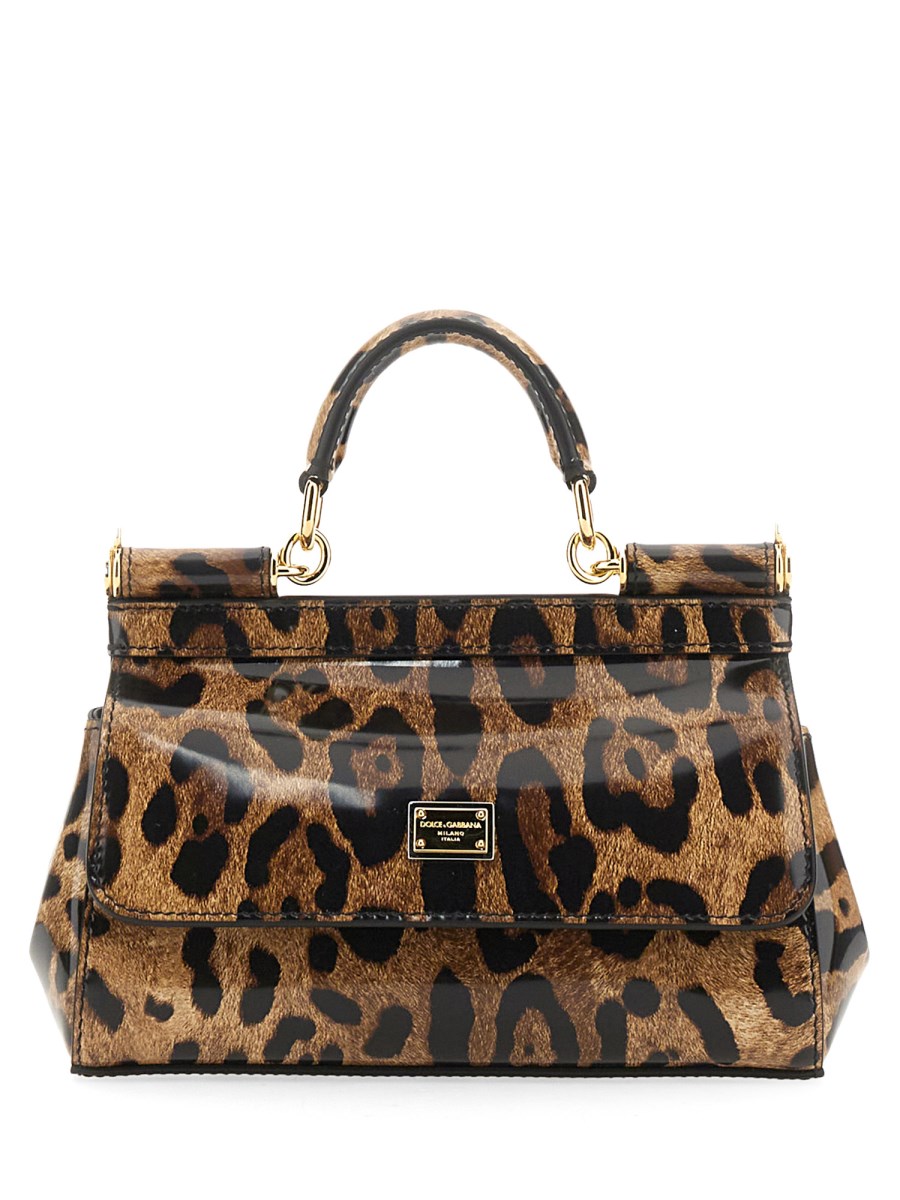 DOLCE & GABBANA - SICILY SMALL GLOSSY CALFSKIN LEO PRINT BAG - Eleonora  Bonucci