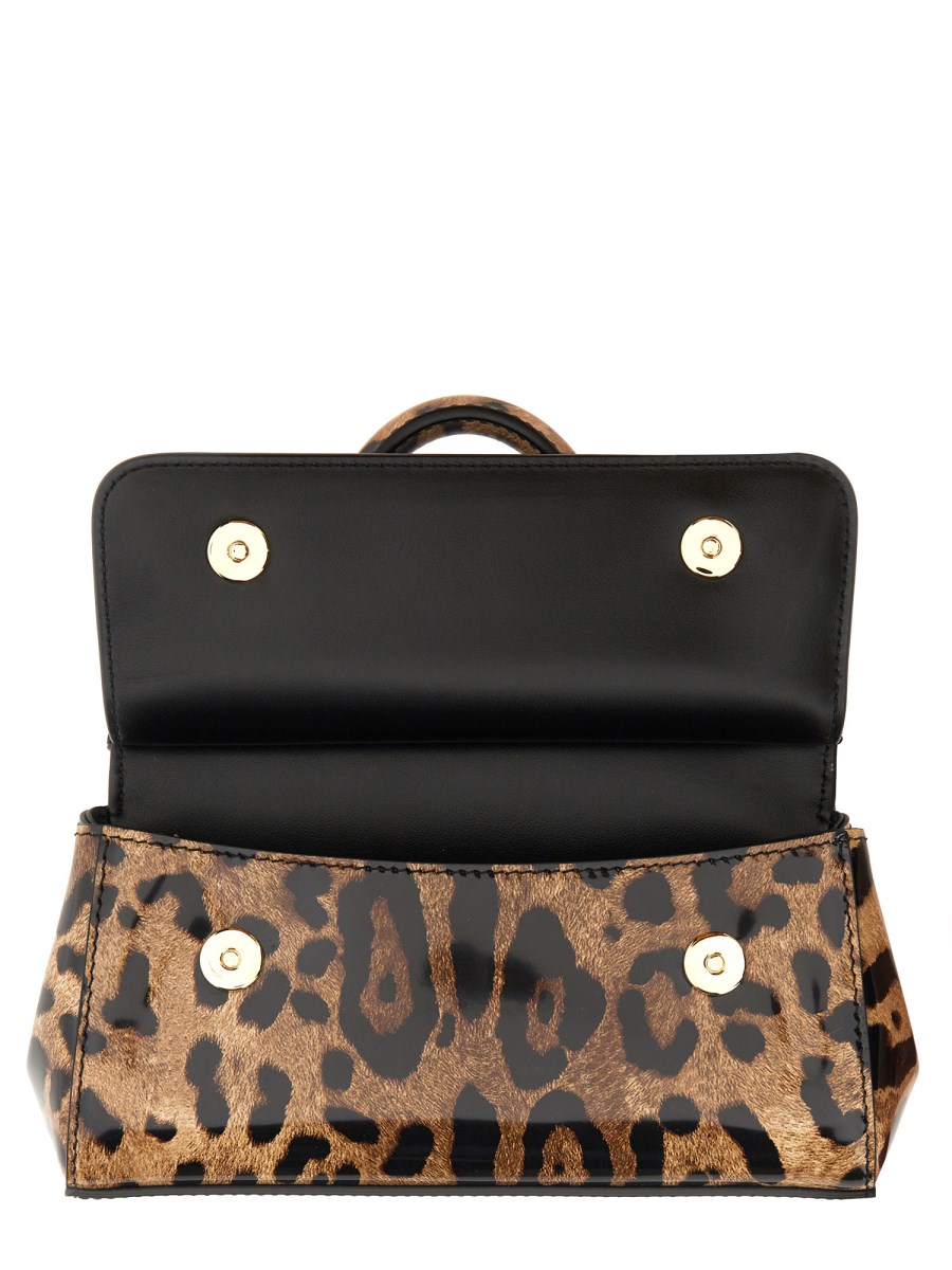 KIM DOLCE&GABBANA Leopard-print glossy calfskin belt with DG logo