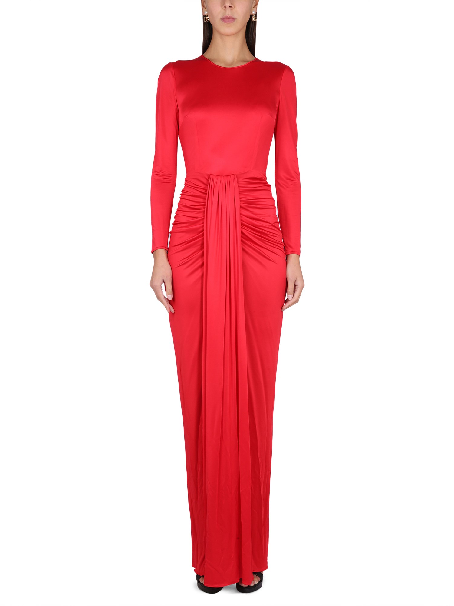 Dolce & Gabbana Dress With Drape In Red