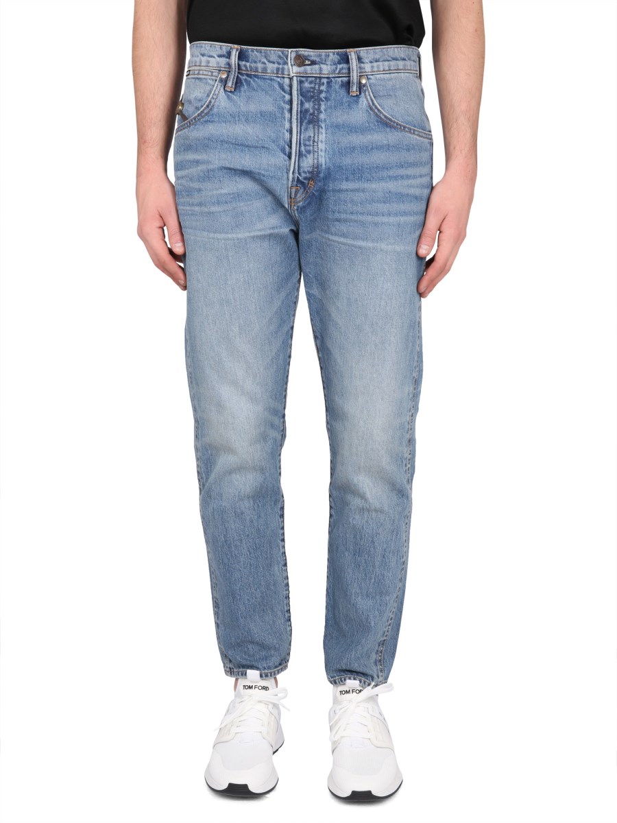 TOM FORD - TAPERED FIT COTTON DENIM JEANS - Eleonora Bonucci