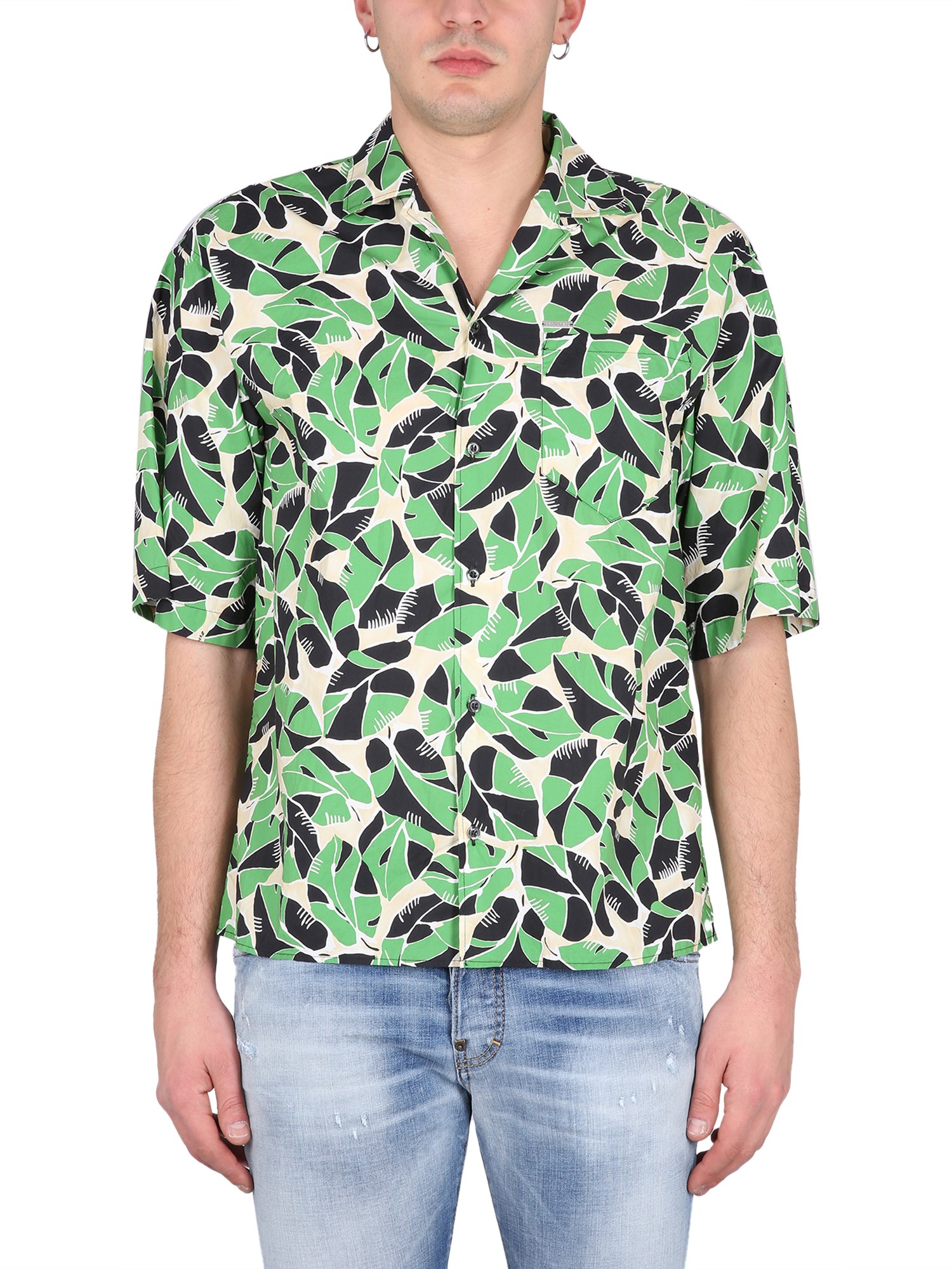 Dsquared2 Botanical-print Short-sleeved Shirt In Multicolour