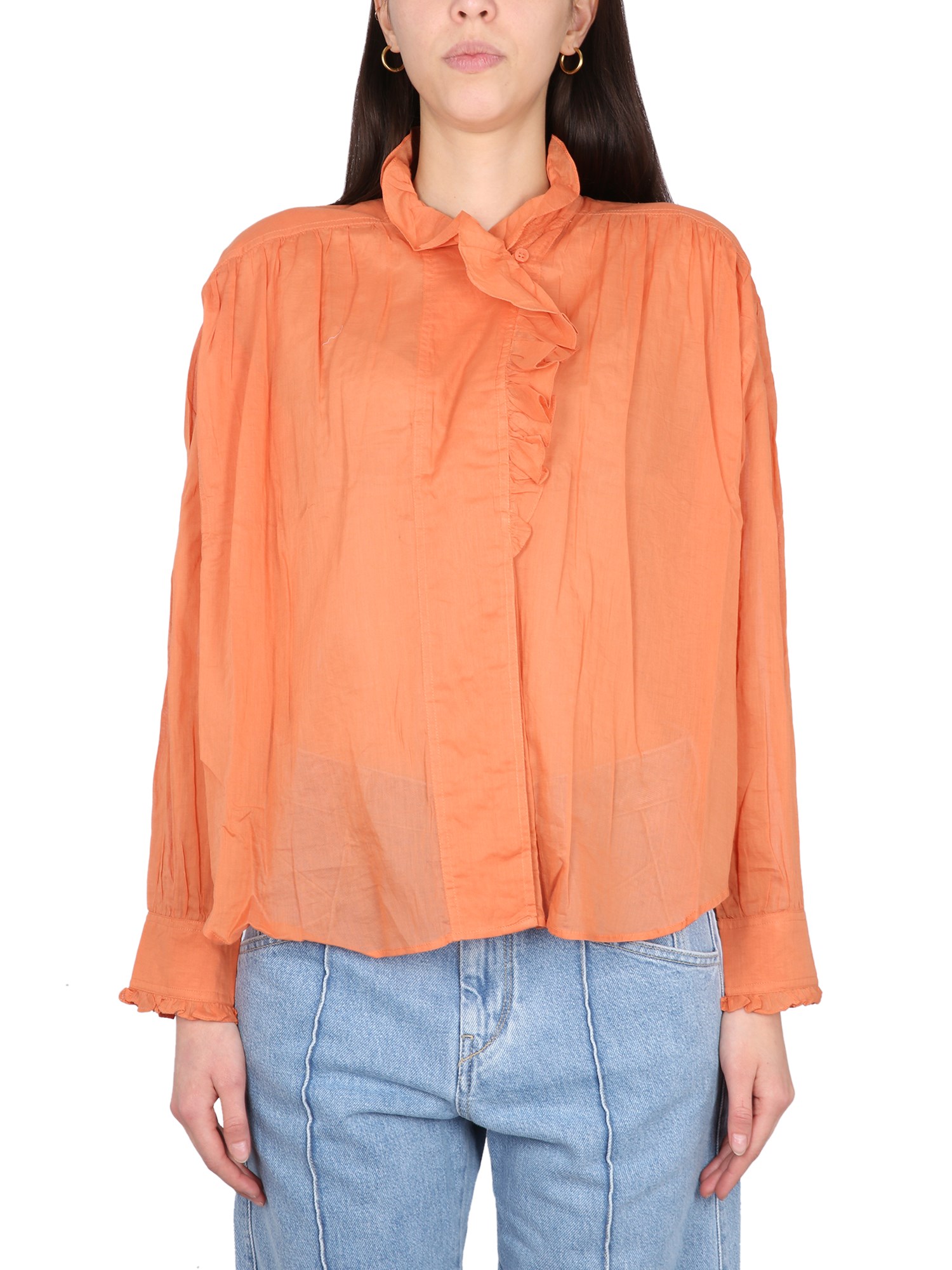 Isabel Marant Étoile Pamias Ruffled Cotton Shirt In Red