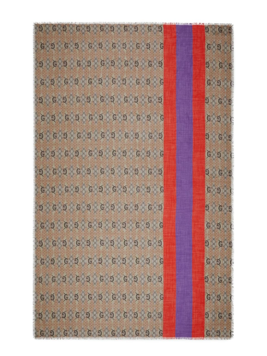 STOLA IN LANA CON PATCHWORK GG STAMPA BACKGAMMON
