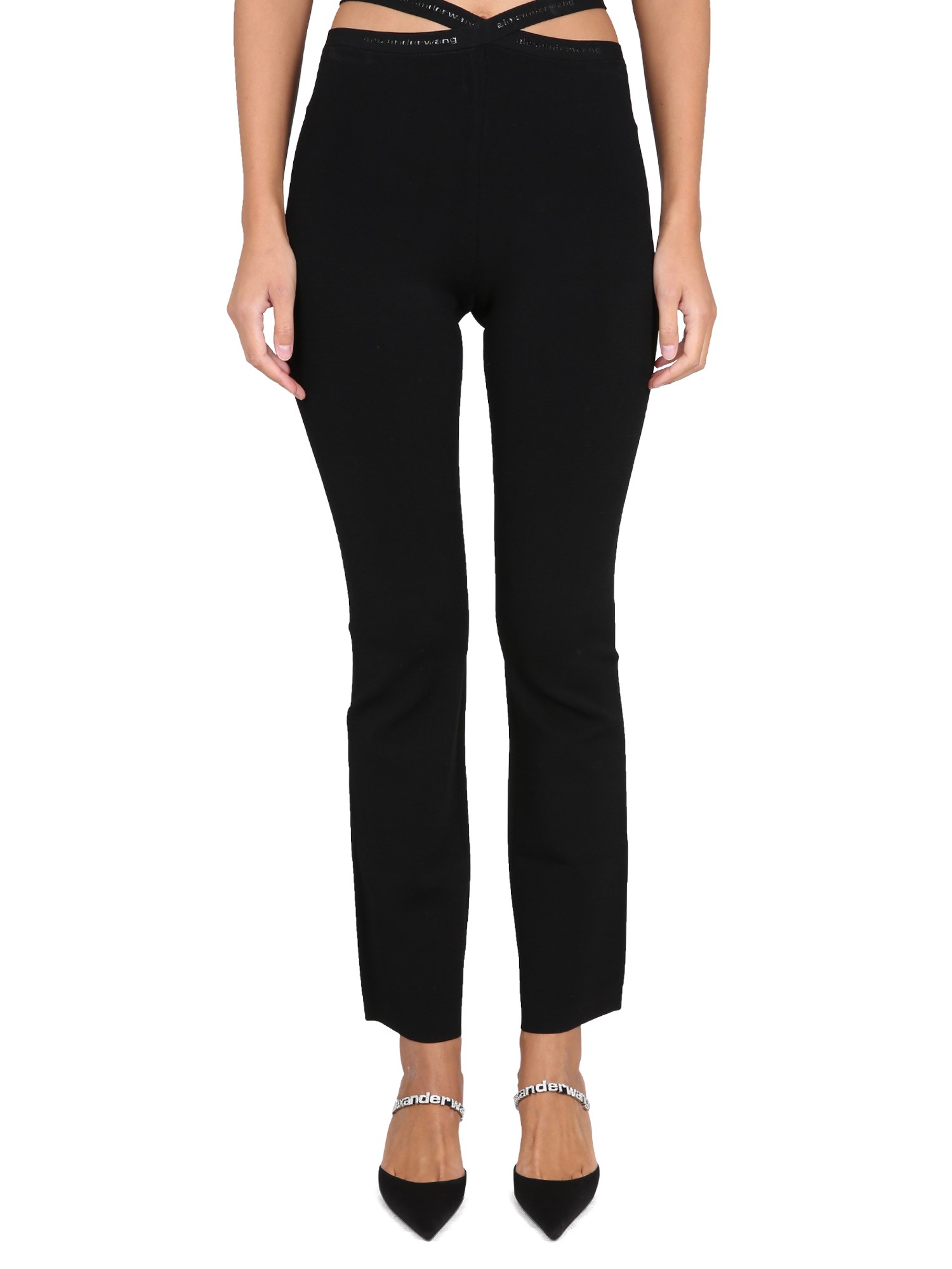 Shop Alexander Wang T Cross Leggings With Logo In Black