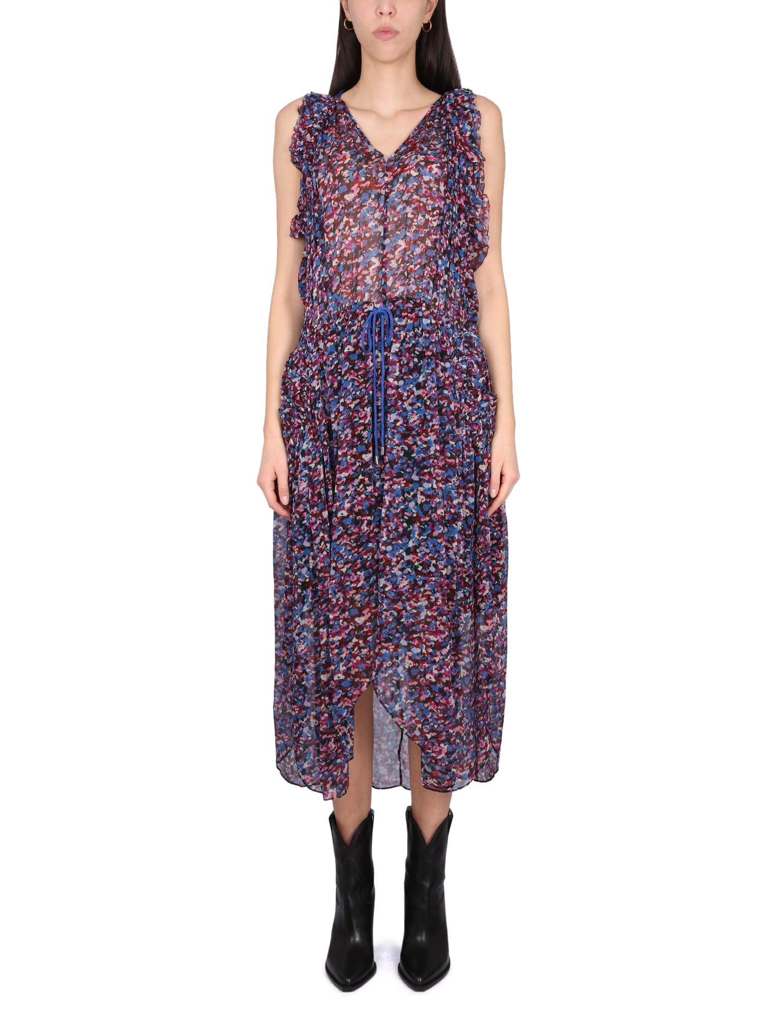 Marant Etoile Graphic-print Sleeveless Midi Dress In Multicolour