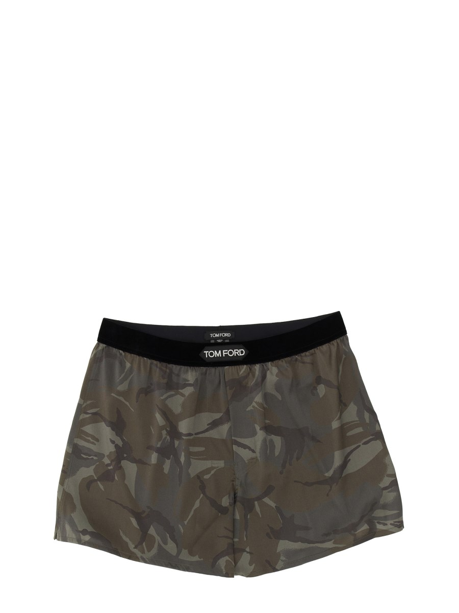 TOM FORD - SILK BOXER SHORTS WITH CAMOUFLAGE PRINT - Eleonora Bonucci