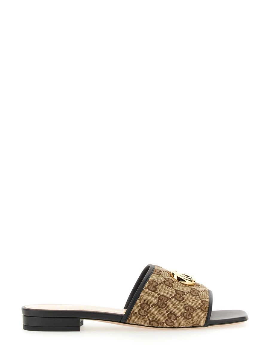 GUCCI - GG METELASSÉ FABRIC SANDAL SLIDER - Eleonora Bonucci