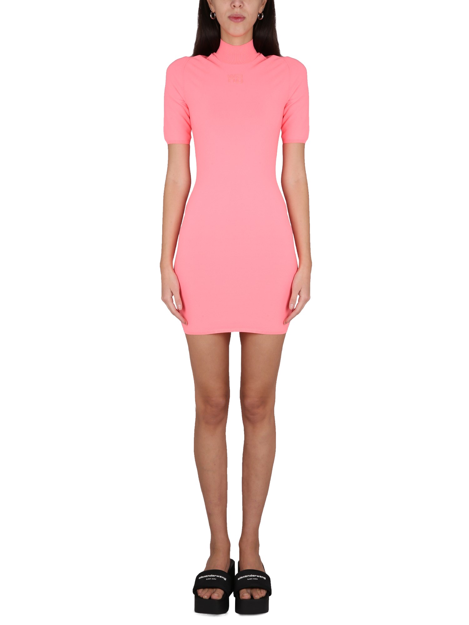 Shop Alexander Wang T Turtleneck Dress In Pink