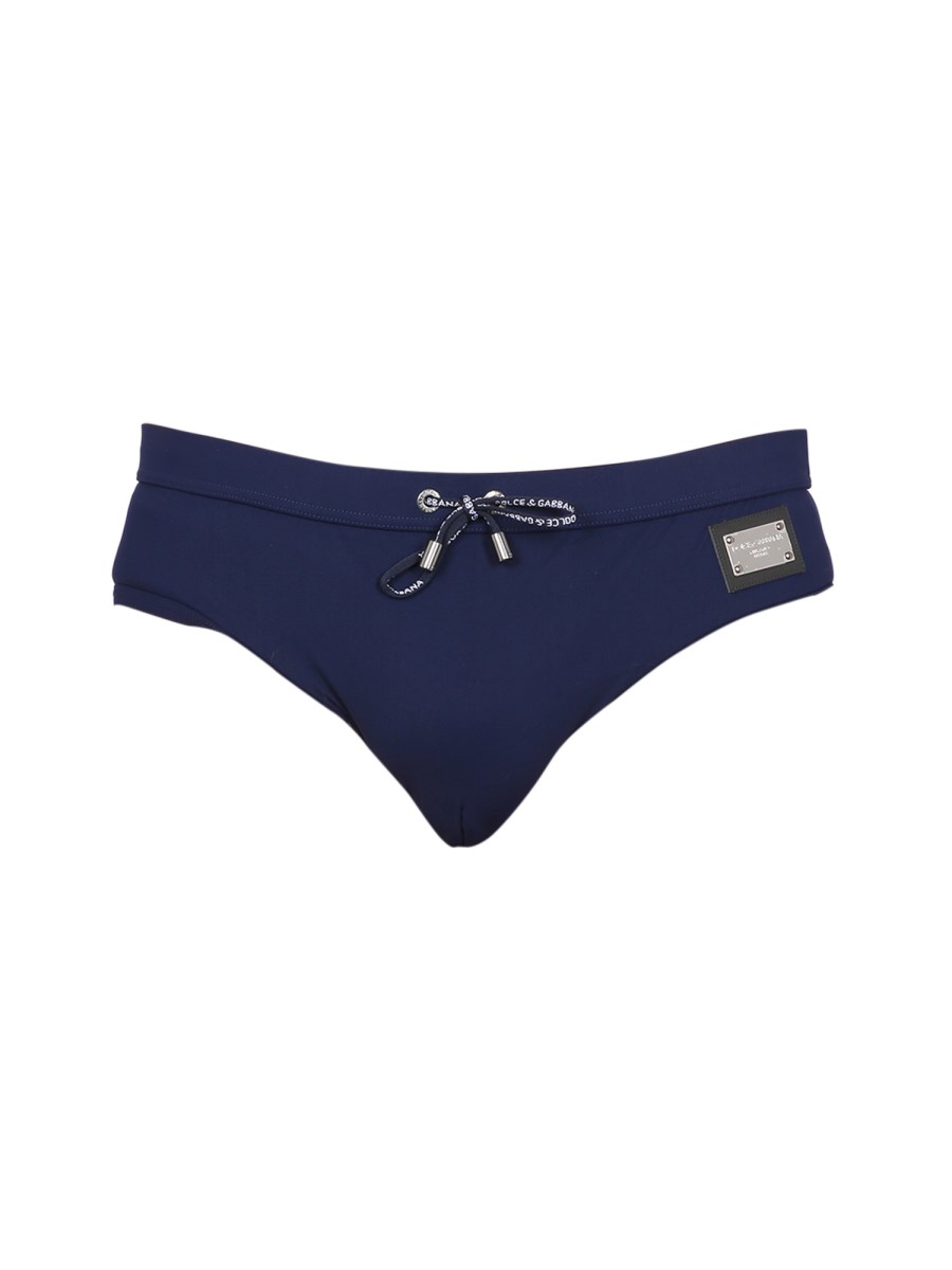 DOLCE & GABBANA SLIP MARE ALTO CON PLACCHETTA LOGATA