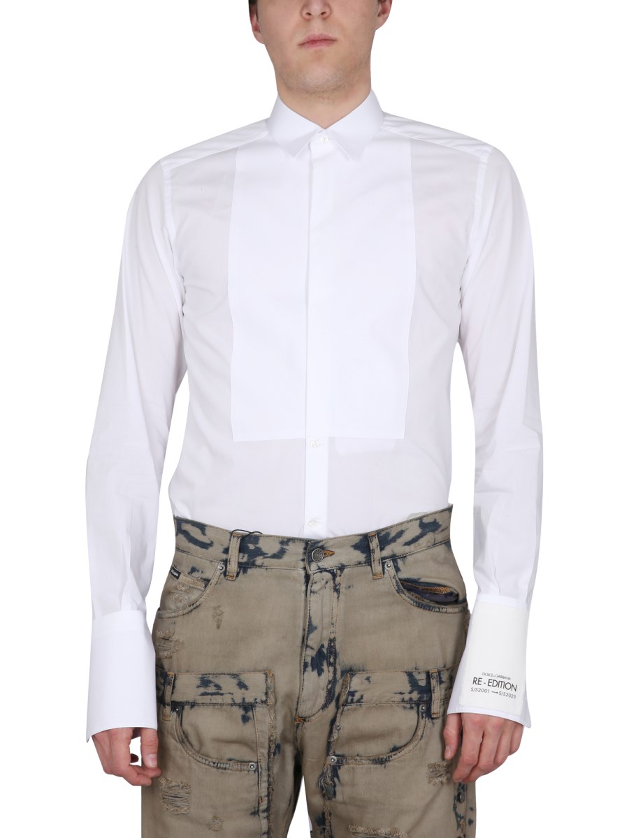 DOLCE & GABBANA CAMICIA TUXEDO GOLD POPELINE DI COTONE