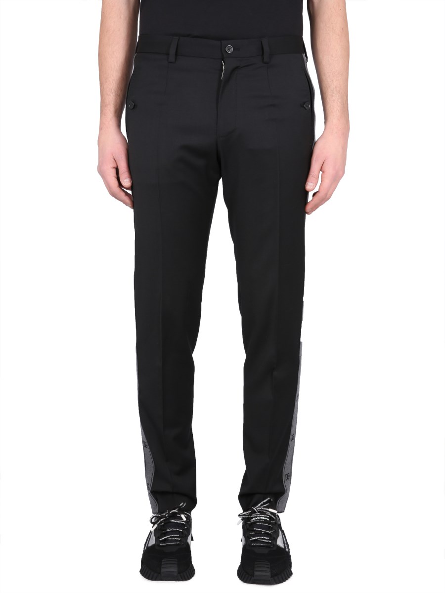 DOLCE & GABBANA - STRETCH WOOL PANTS WITH SIDE BANDS - Eleonora Bonucci