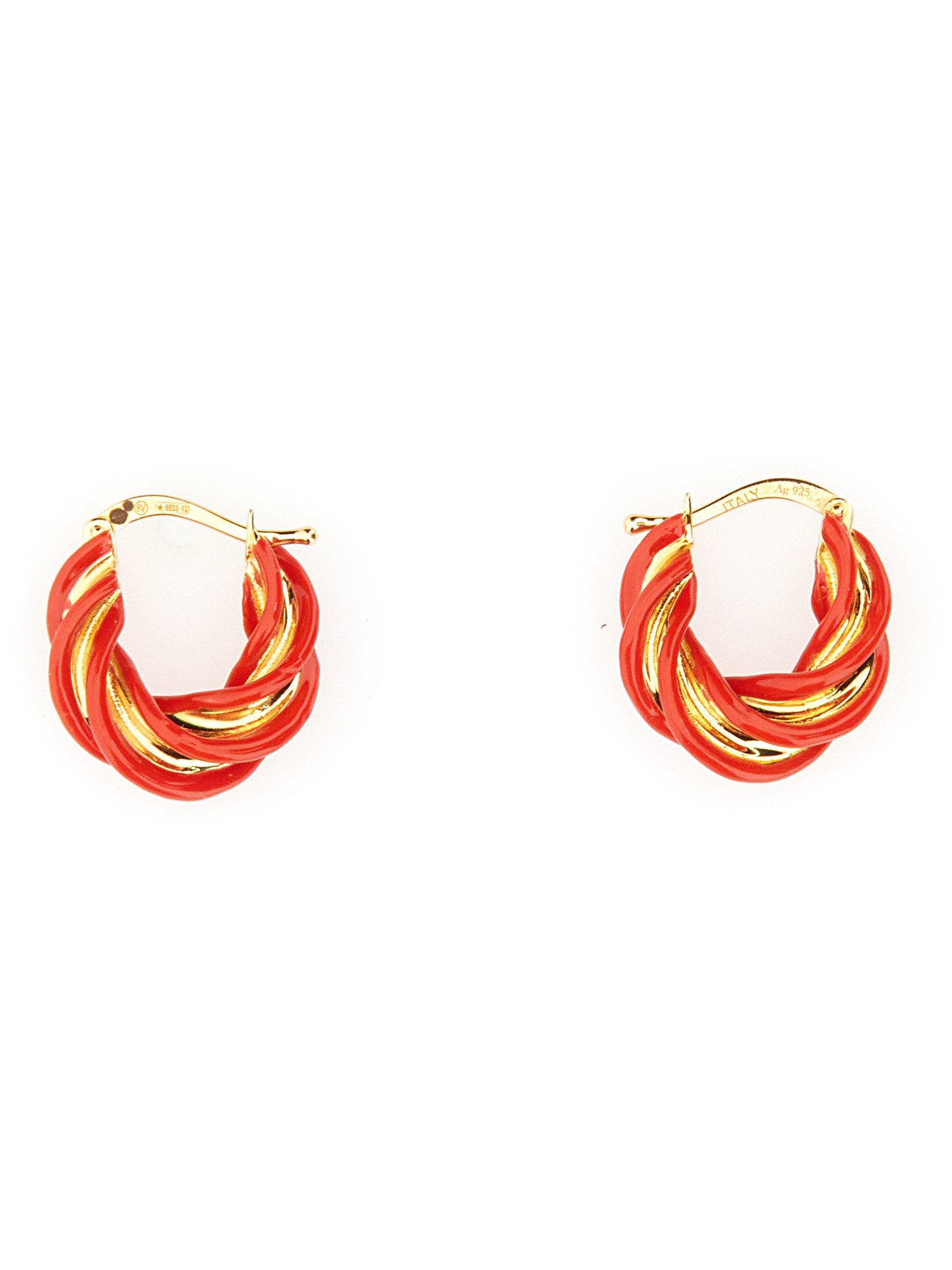 Bottega Veneta Pillar Hoop Earrings In Red