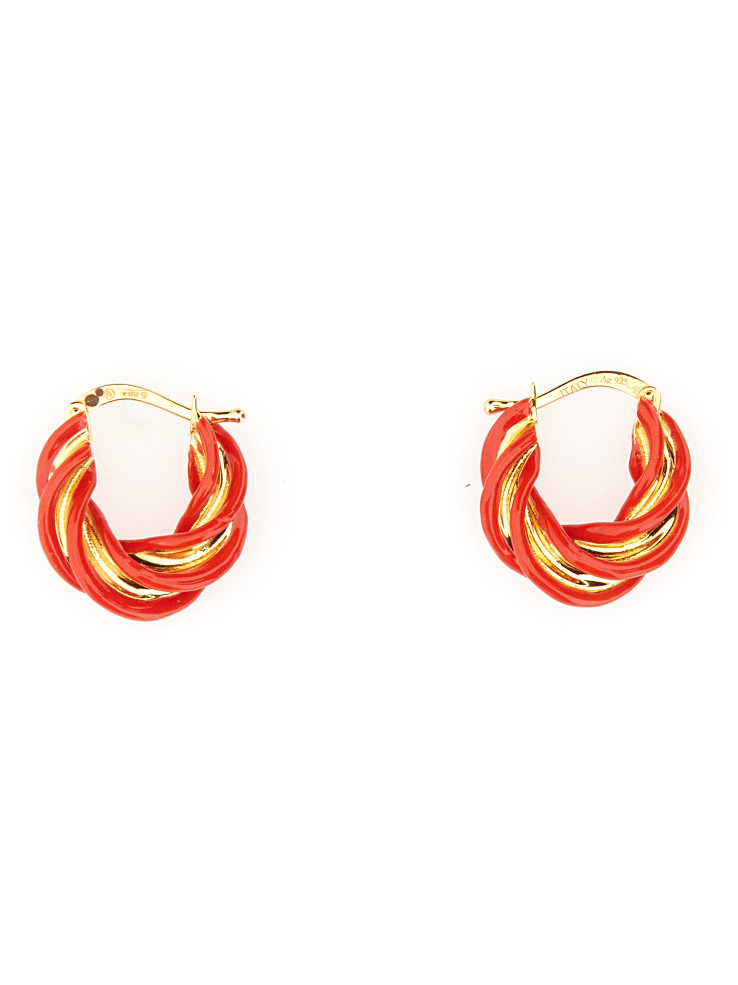 Bottega Veneta Elegantly Crafted Hoop Earrings In Red