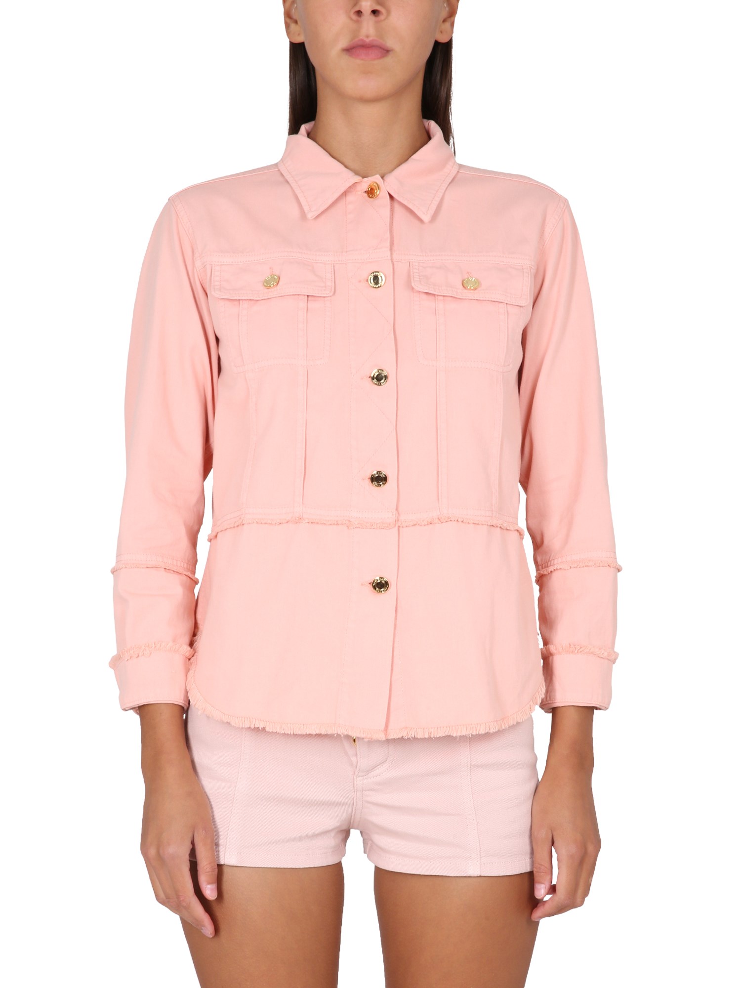 Tom Ford Cotton Denim Shirt Chest Pockets In Pink