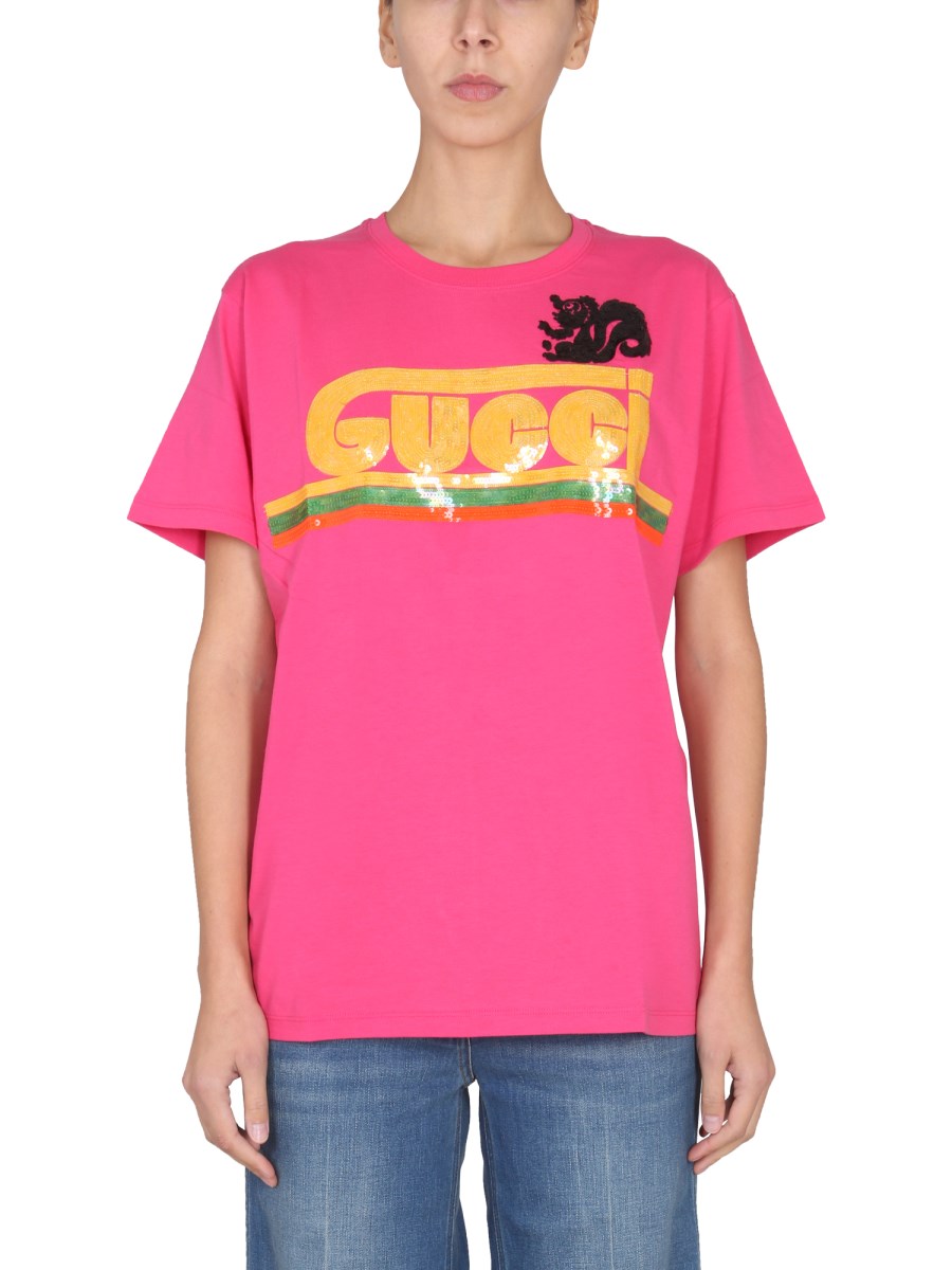 Gucci pink cheap t shirt