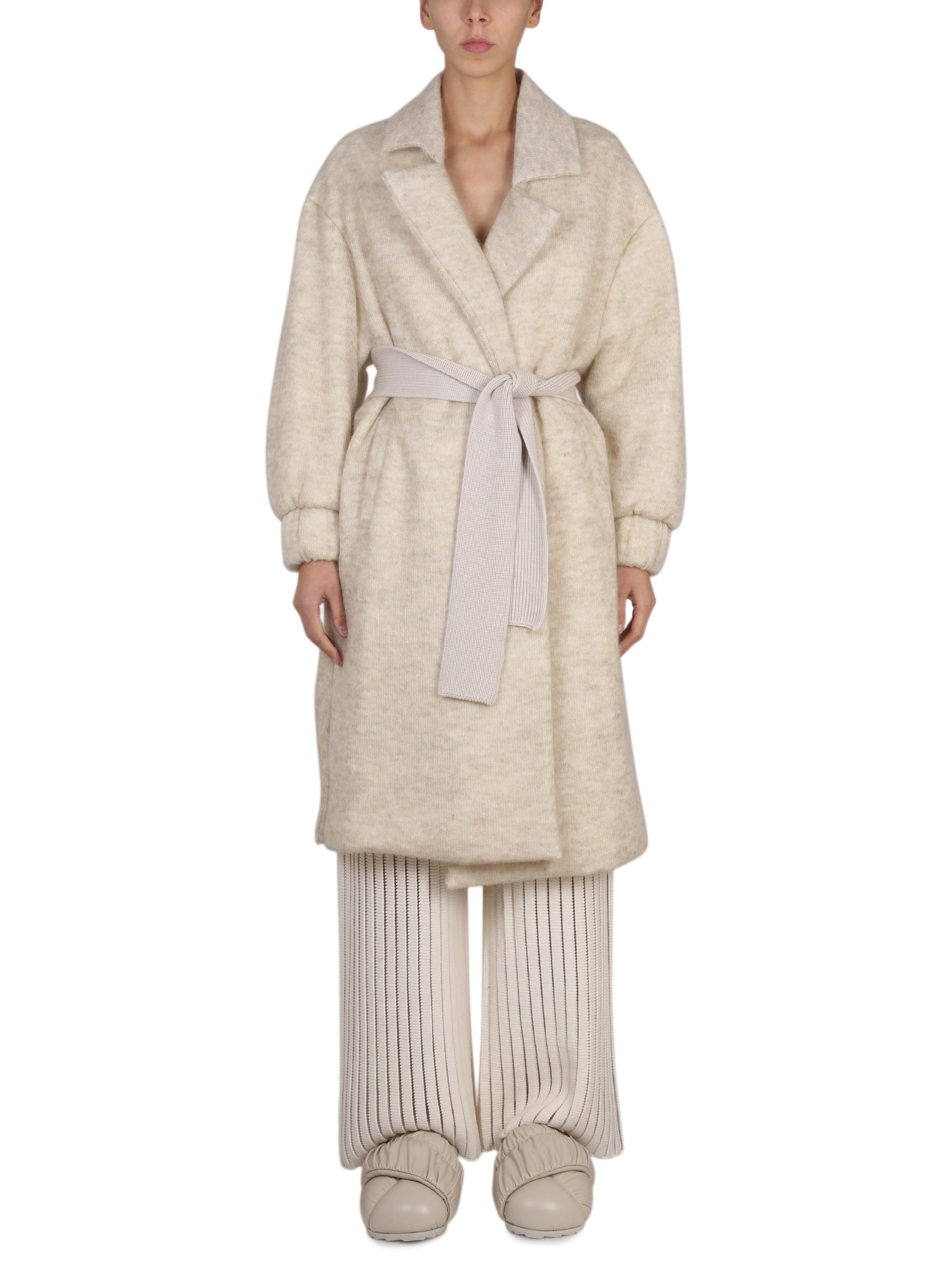 Shop Fabiana Filippi Belted Coat In White