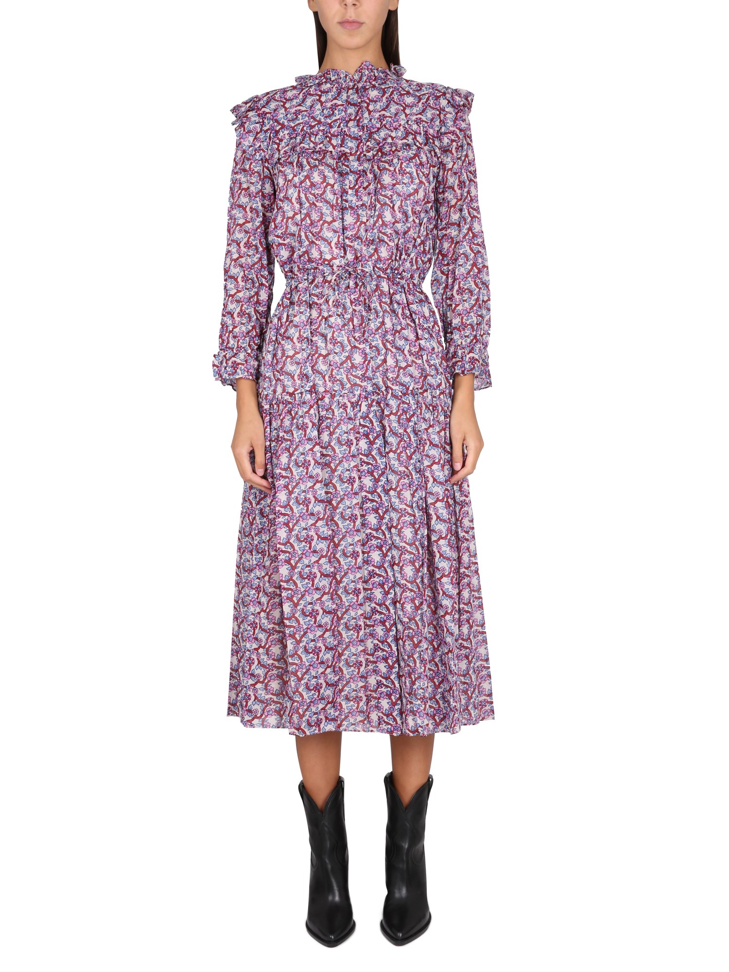 Isabel Marant Étoile Eliane Floral-print Cotton Midi Dress In Multicolour
