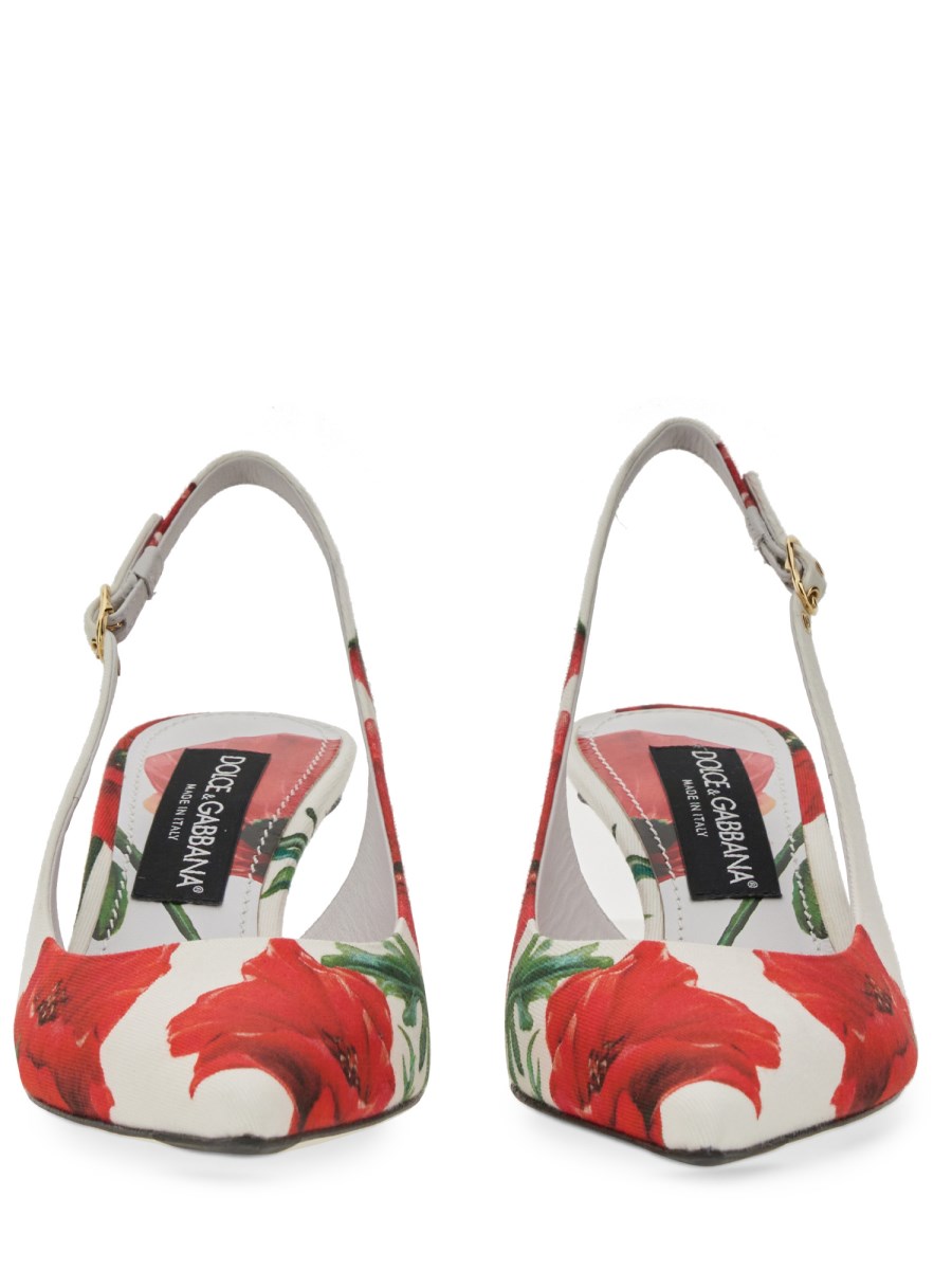 DOLCE & GABBANA - SLING BACK IN POPPY PRINT FABRIC