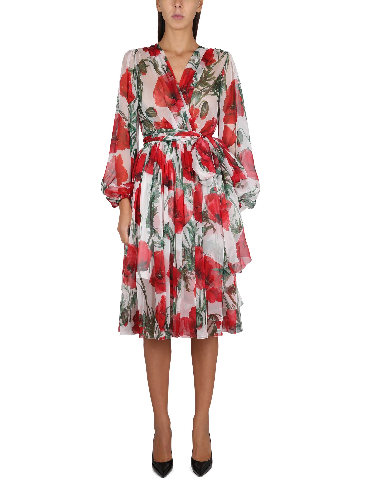 Dolce & Gabbana Floral-print Tiered Midi Dress In Multicolour