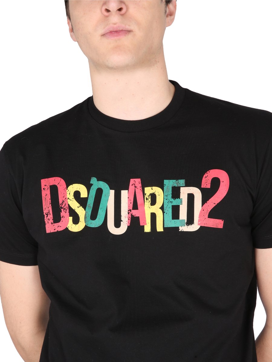 Dsquared2 T-shirt Bianca A Costine Con Logo DQ3160-D0AGG-DQ100