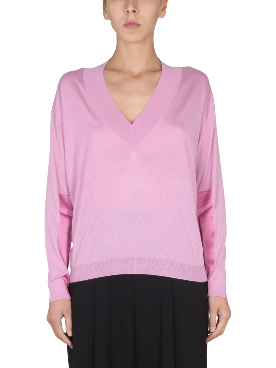 TOM FORD Cashmere V Neck Top in Purple