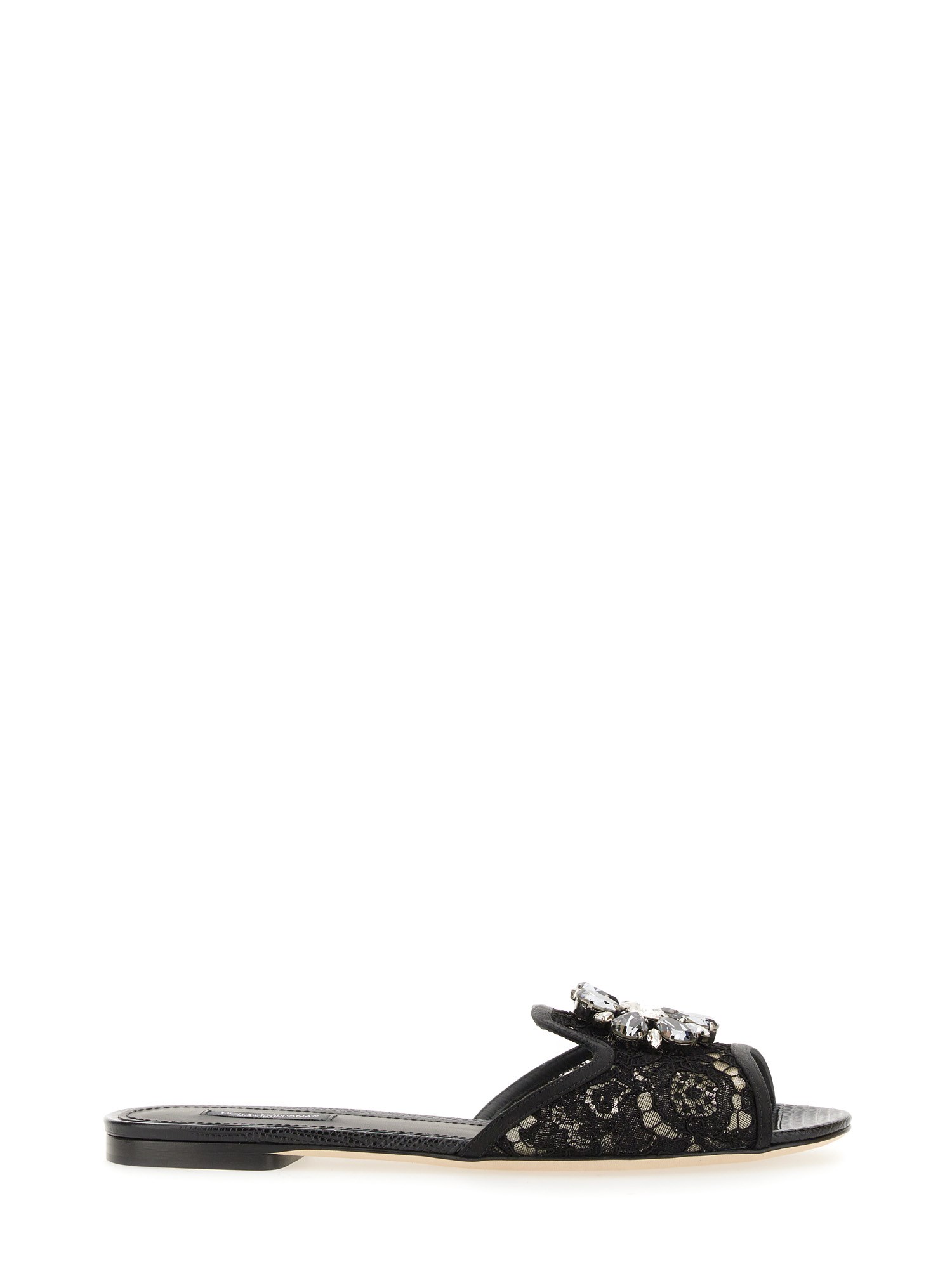 Shop Dolce & Gabbana Taormina Lace Slipper In Black