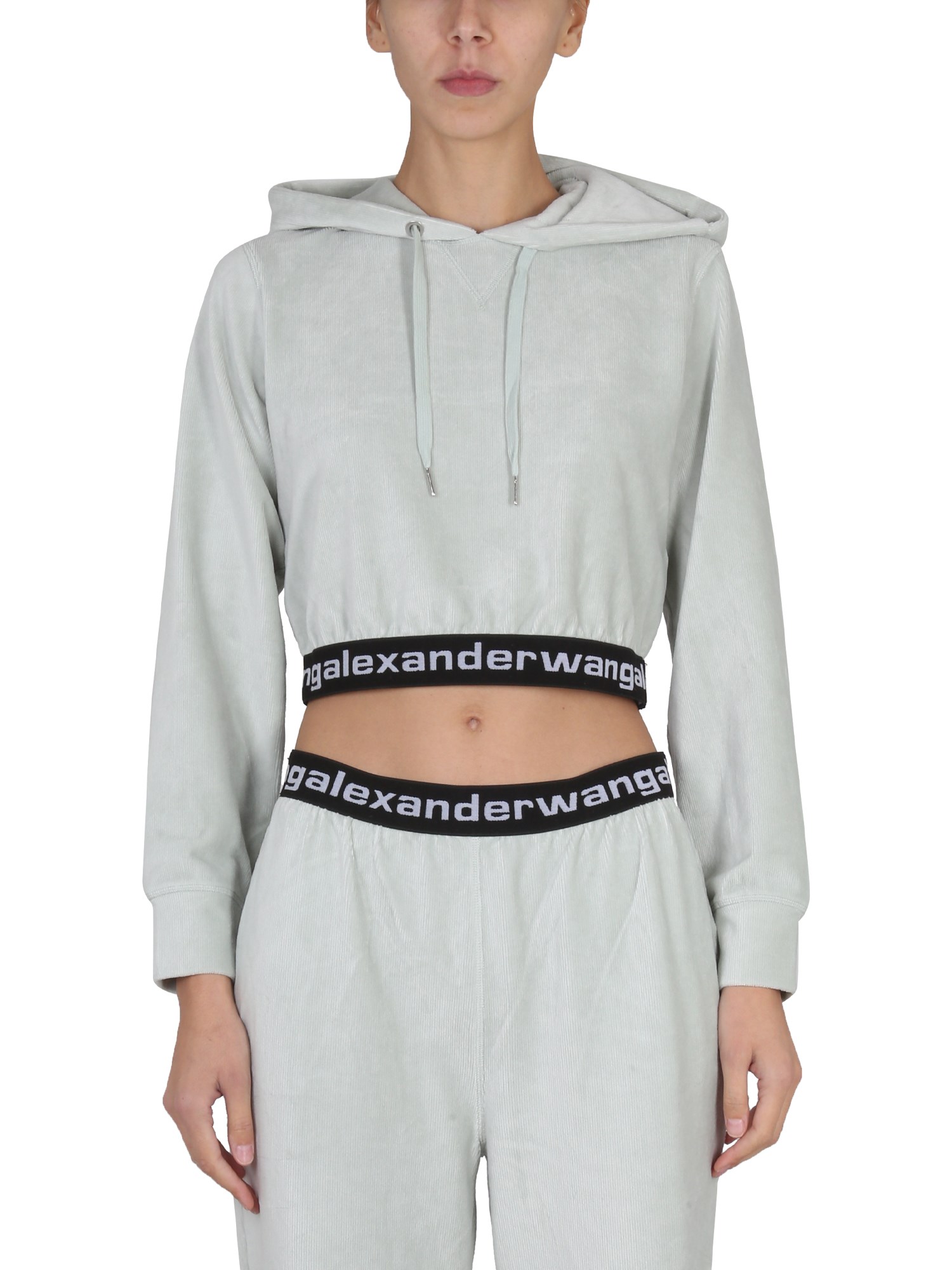 Shop Alexander Wang T Cropped Sweatshirt In Grey