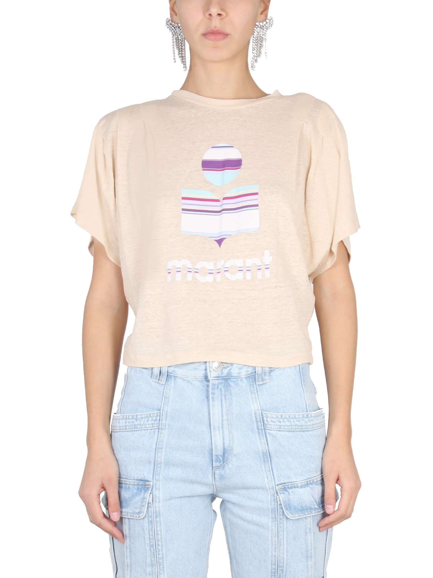 Tシャツ・カットソー ISABEL MARANT ETOILE KYANZA TSHIRT (TS0048FBB1N17E 01BK) Kyanza Tee-Shirt Woman ecru | ISABEL MARANT Official online