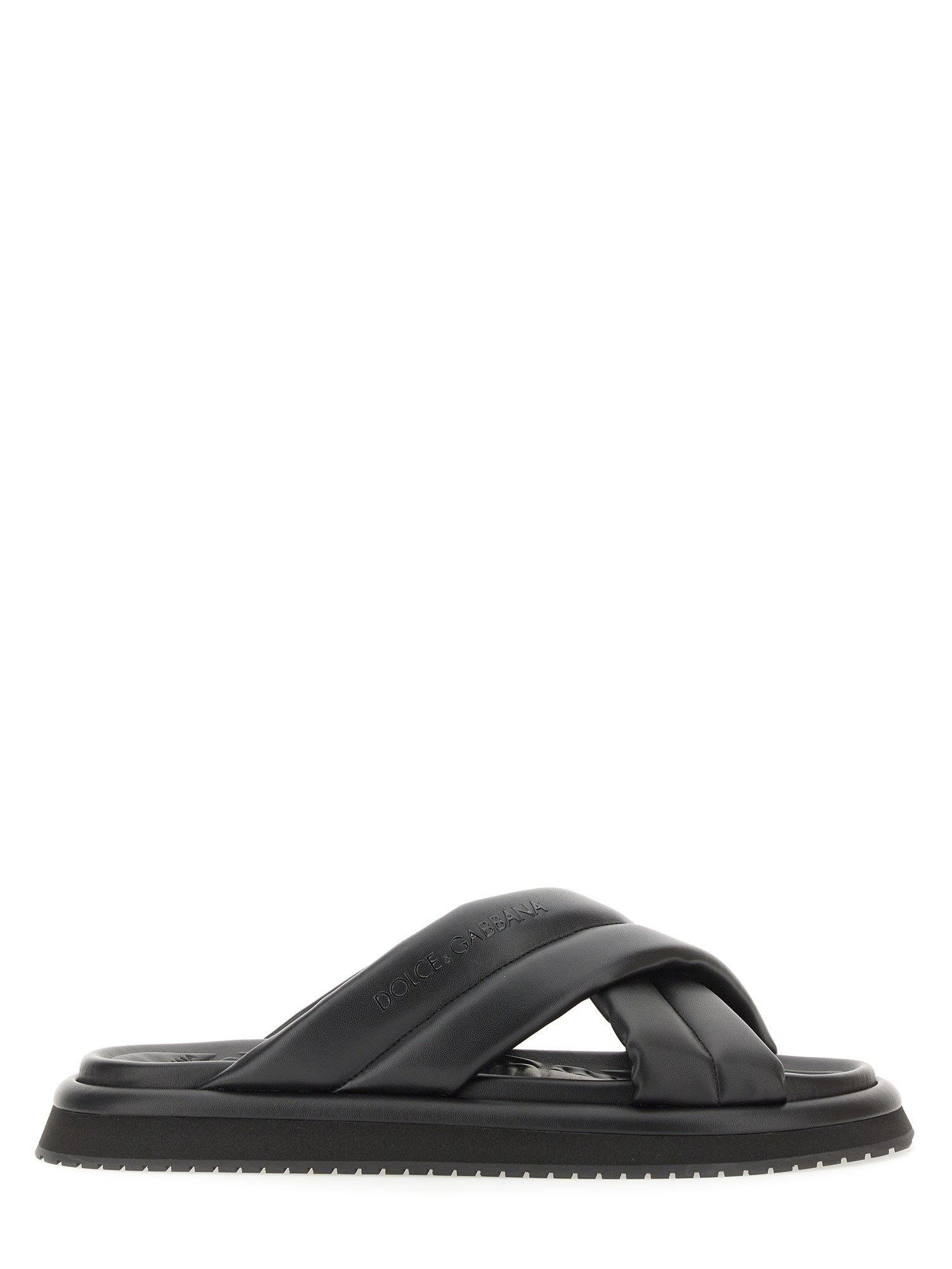 Dolce & Gabbana Men Nappa Effect Fabric Sandal In Black