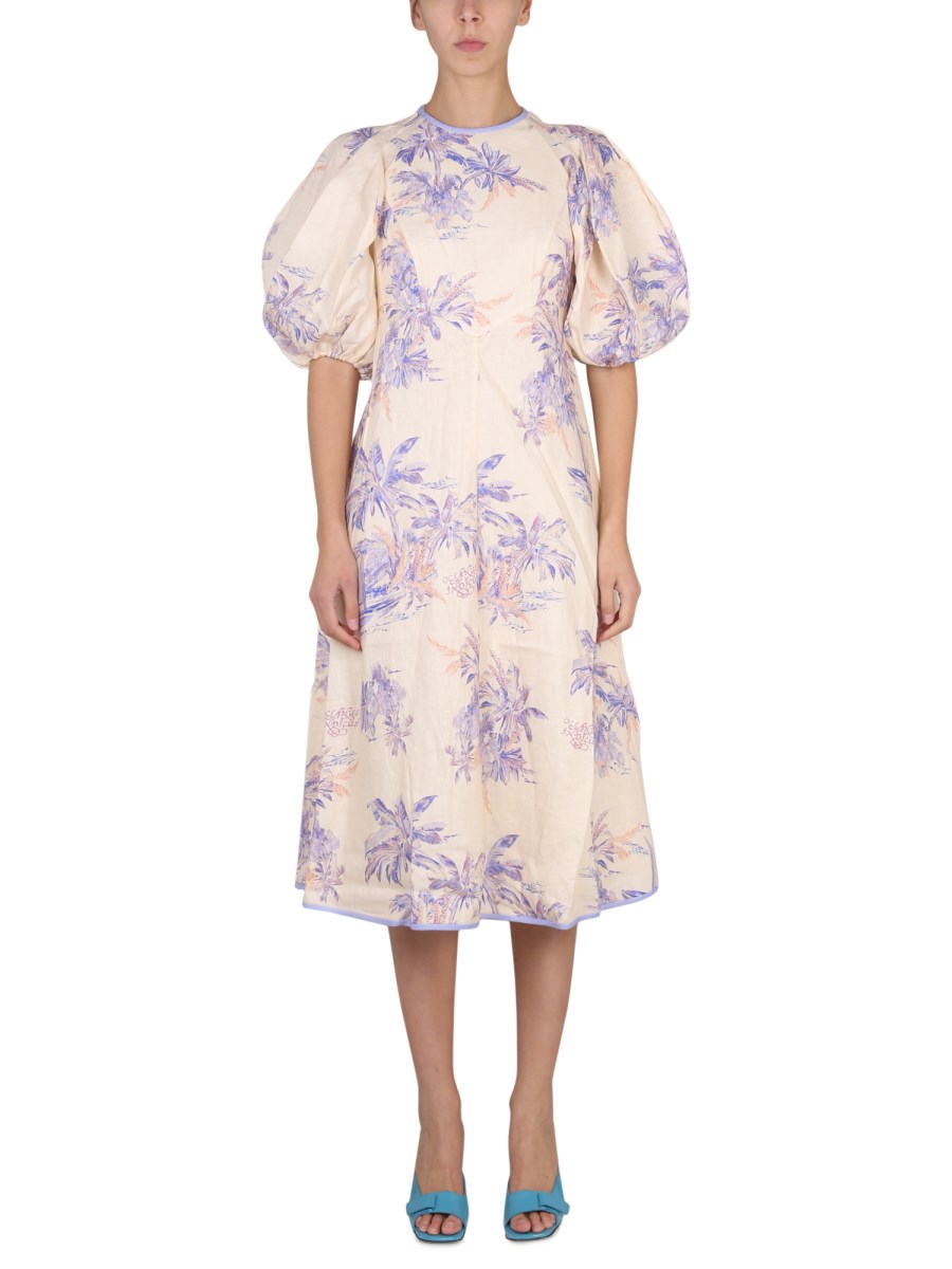 chinese dress ladies Zimmermann Rebellion Tuck Scarf Linen Midi Dress main image 1
