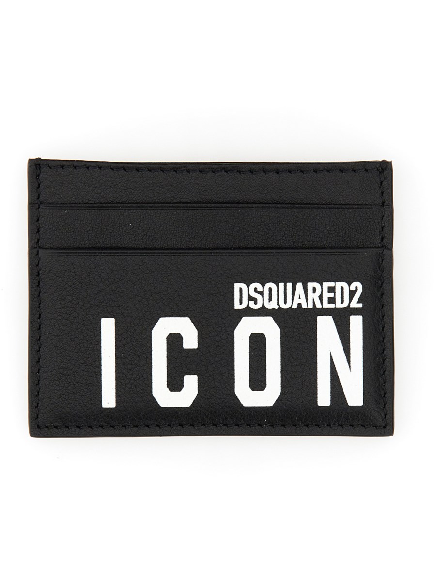 DSQUARED PORTACARTE IN PELLE CON LOGO ICON