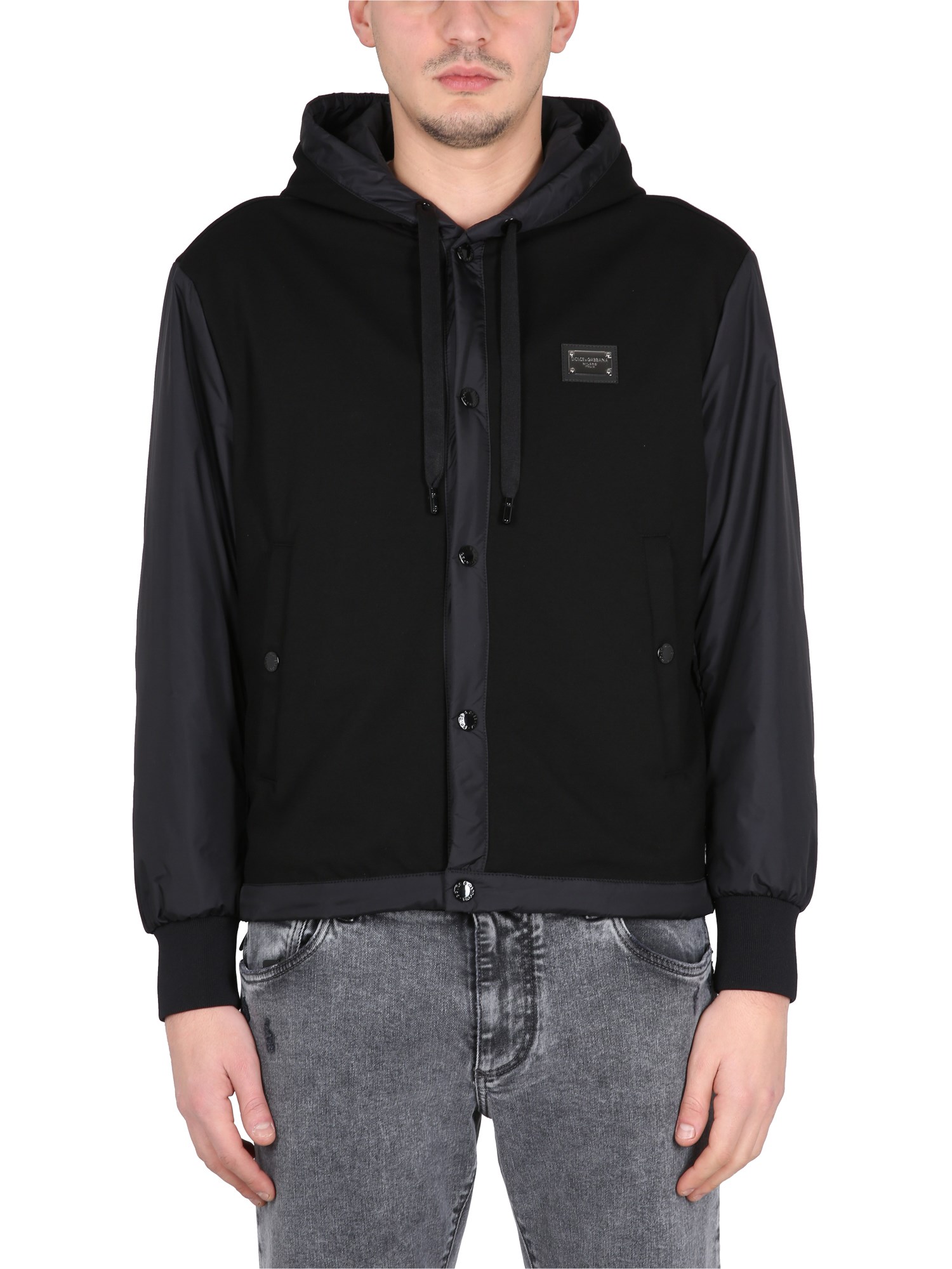Dolce & Gabbana Bomber Jacket With Logo In Black
