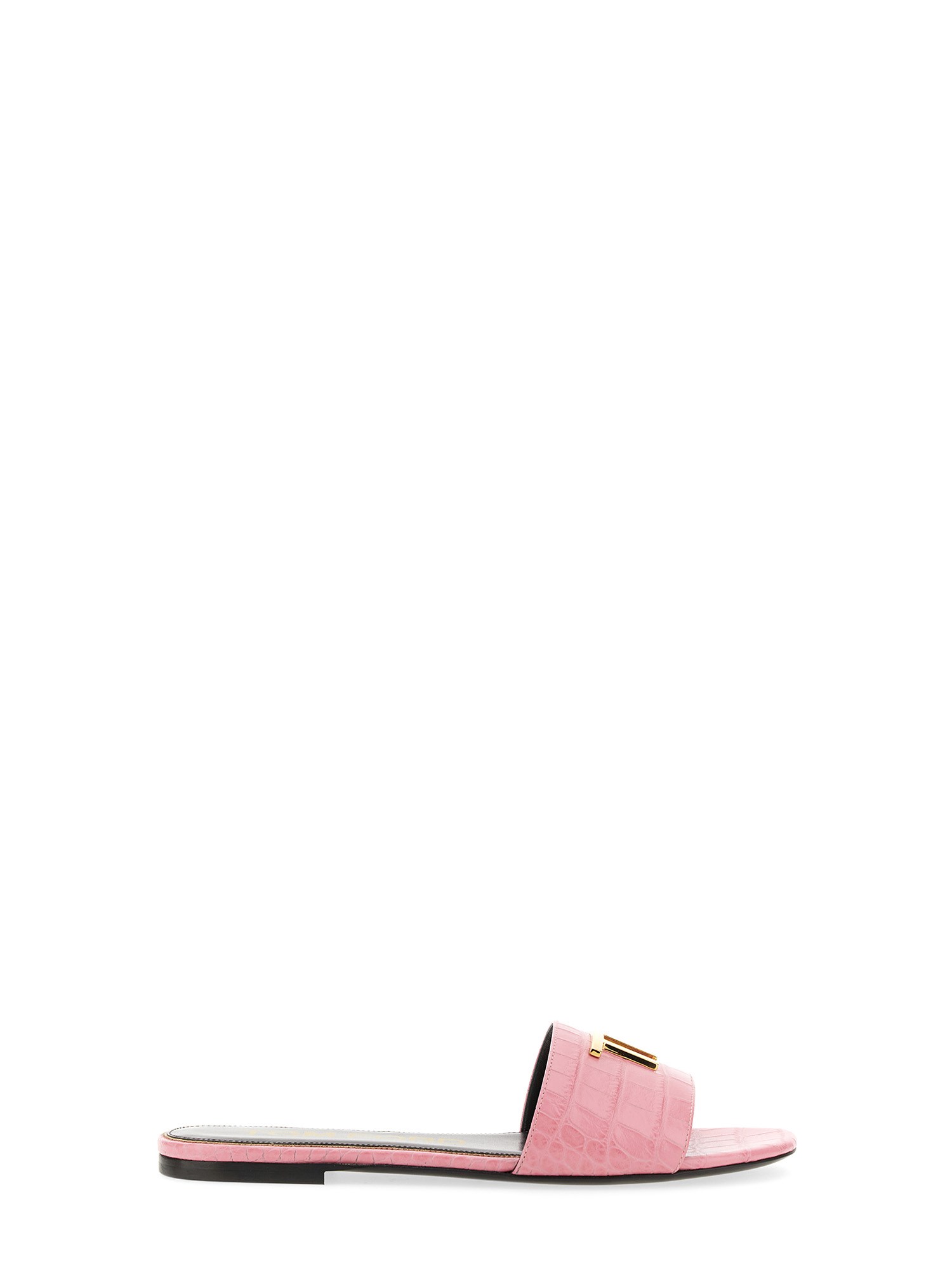Tom Ford Women's Logo Croc-embossed Leather Slides In Fuchsia