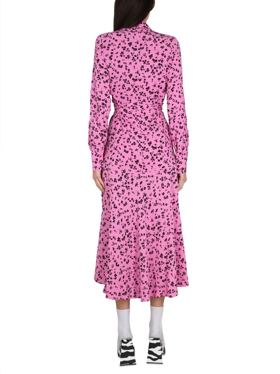 ROTATE BIRGER CHRISTENSEN - FINE JACQUARD WRAP DRESS SUPER PINK