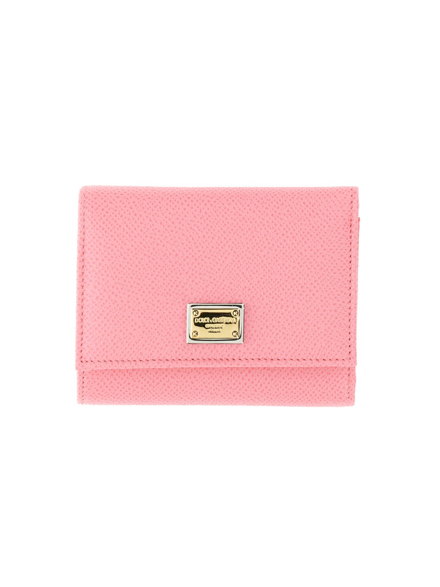 DOLCE & GABBANA - DAUPHINE LEATHER SMALL WALLET WITH LOGO LABEL