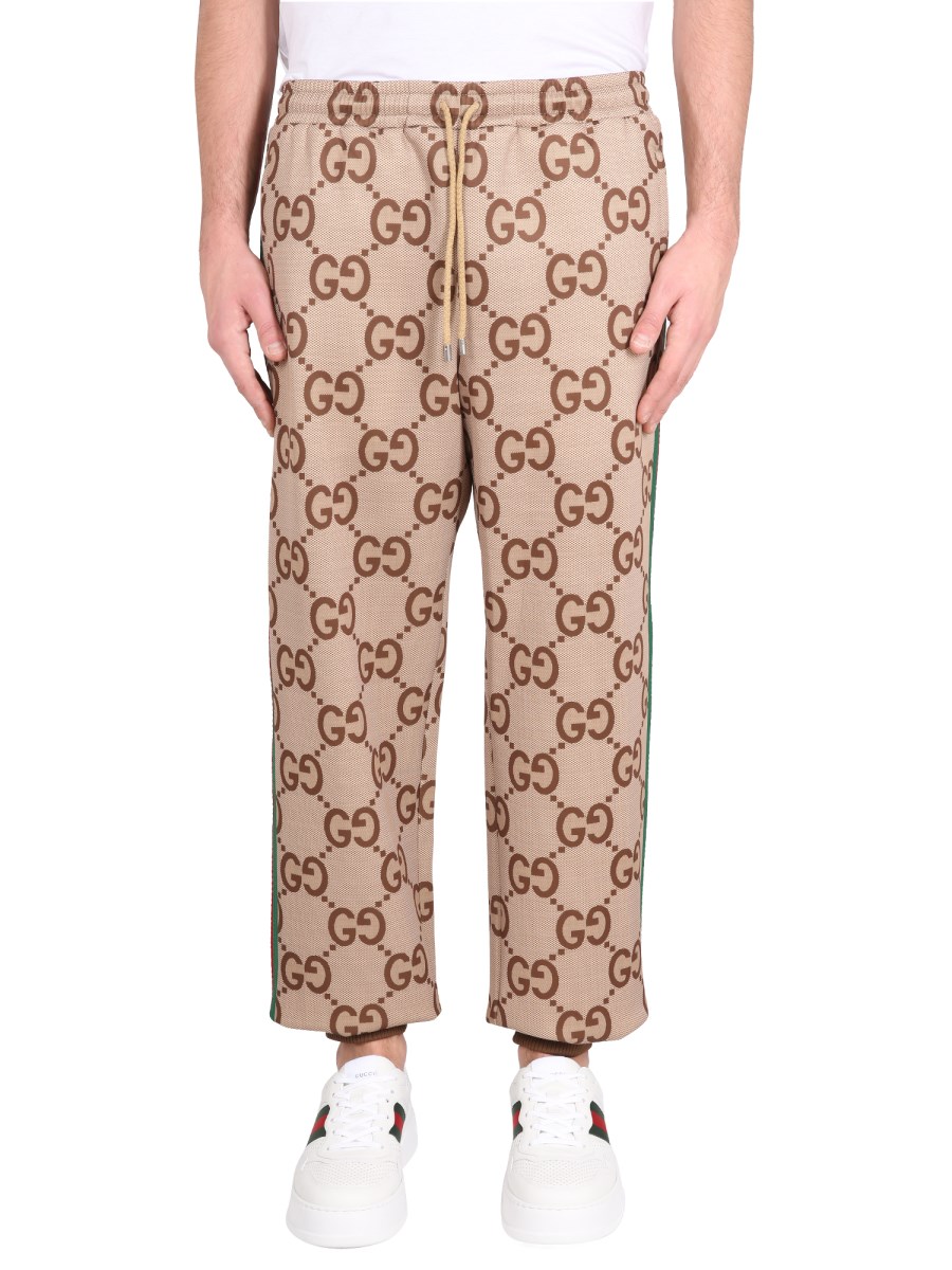 GUCCI PANTALONE DA JOGGING JUMBO GG CON NASTRO WEB Eleonora Bonucci