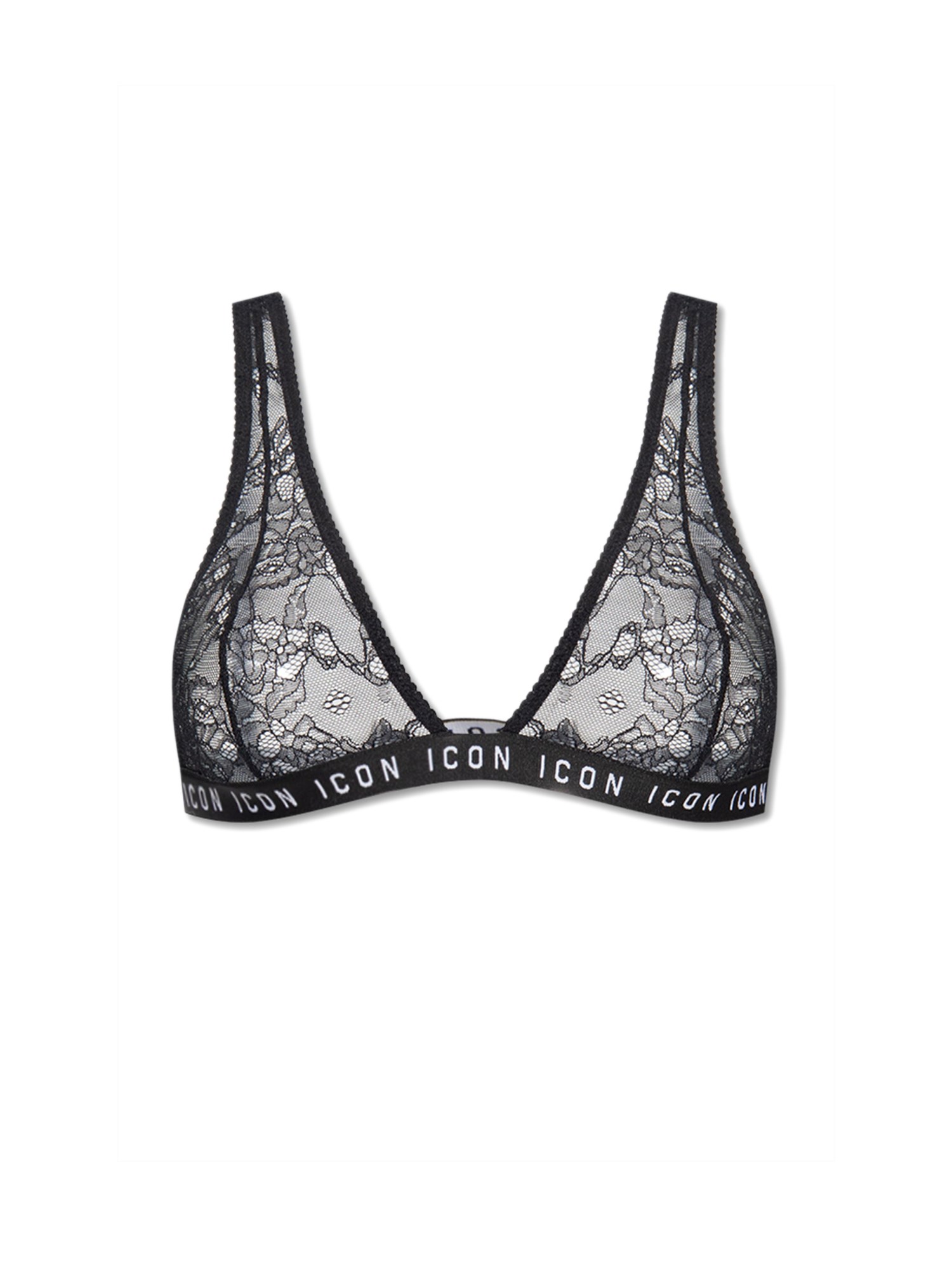 Dsquared2 Lace-pattern Triangle-cup Bra In Black
