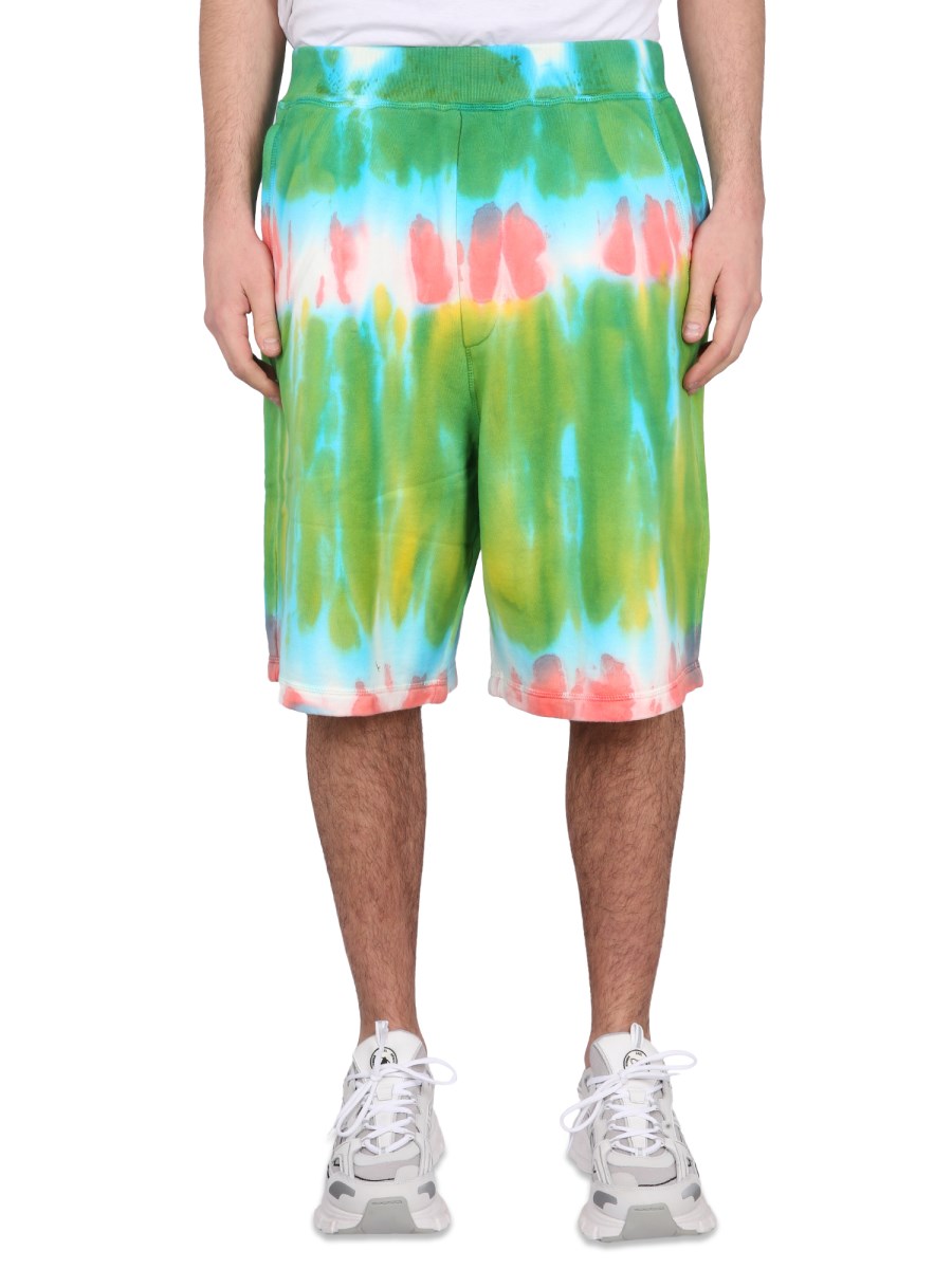 DSQUARED BERMUDA IN FELPA CON MOTIVO TIE-DYE